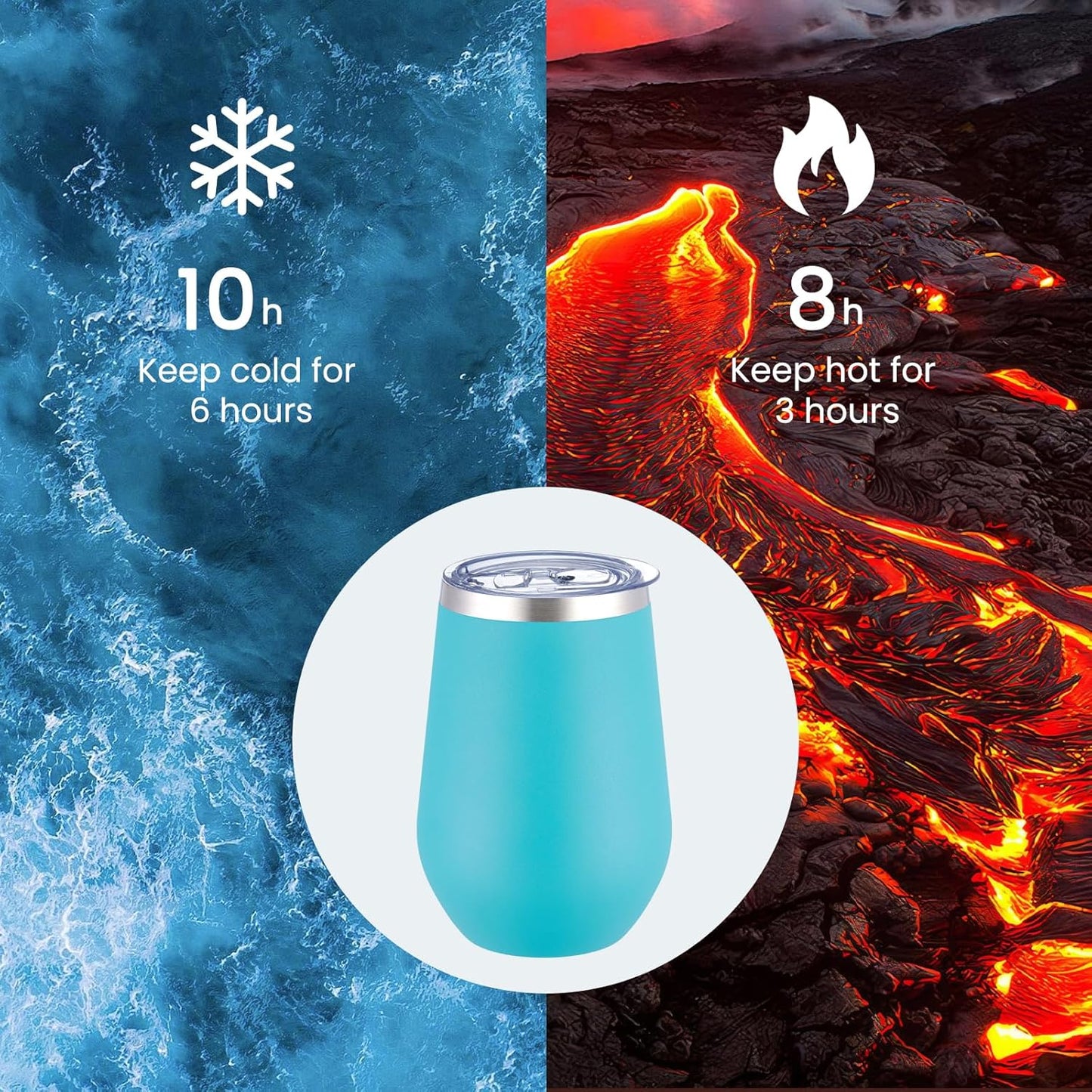 MEWAY Stemless 12oz Insulated Wine Tumbler with Lid and Straw - Double Wall Stainless Steel Thermal Cup for Hot and Cold Drinks, Ideal for Bridal and Baby Shower Game Prizes(Light Green,Set of 12)