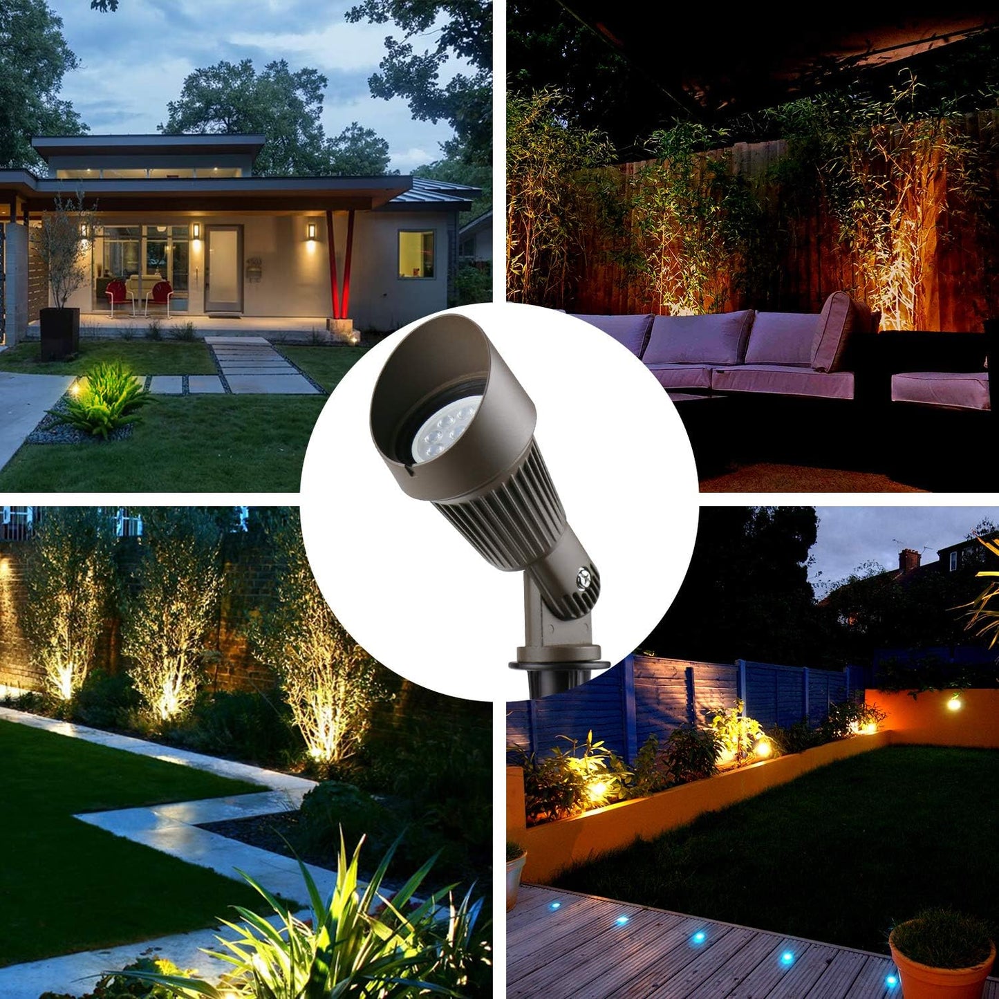 4W LED Landscape Lighting Low Voltage Landscape Lights Spotlights GL106-BZLED8 AC/DC 12V Warm White Waterproof for Driveway,Yard, Lawn,Patio,Walls,Trees,Flags,Outdoor Light (Bronze, 8 Pack)