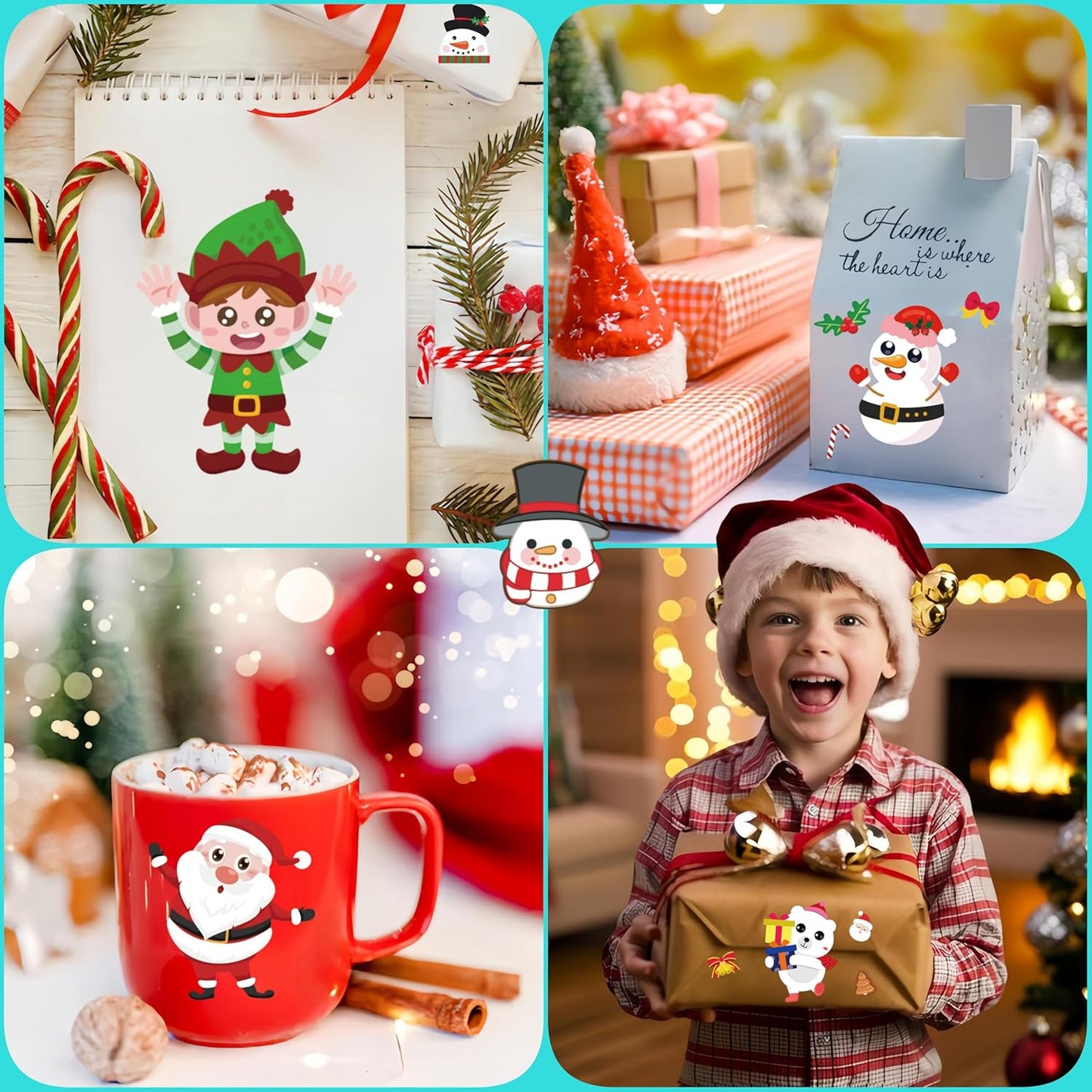 36 Sheets Christmas Stickers for Kids Christmas Crafts Party Favors for Kids,Make Your Own Stickers Party Activity Games Supplies Classroom Gifts Decorations