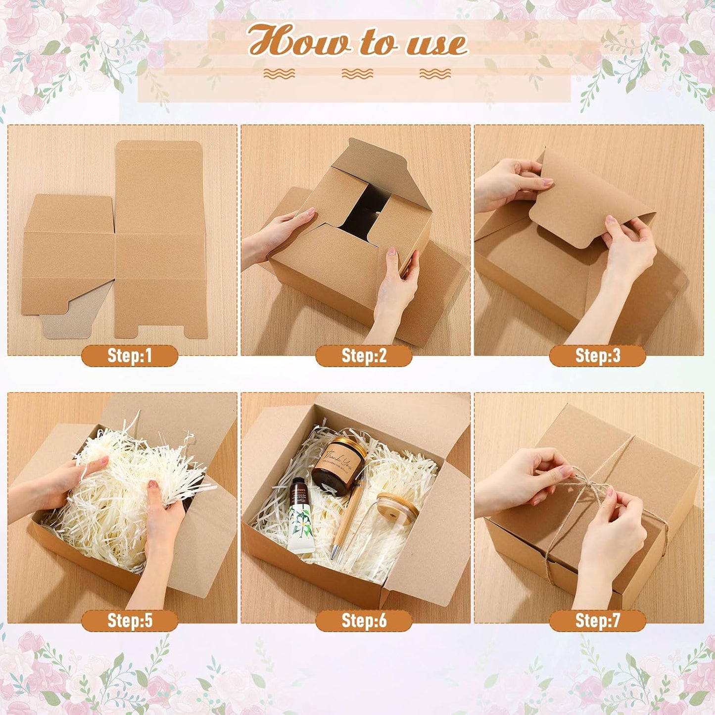 6 Sets Baby Shower Game Prizes for Winners, Glass Cup Scented Candles Hand Cream Pens Gift Box with Raffia for Baby Shower Wedding Bridal Favors for Guests(Khaki)