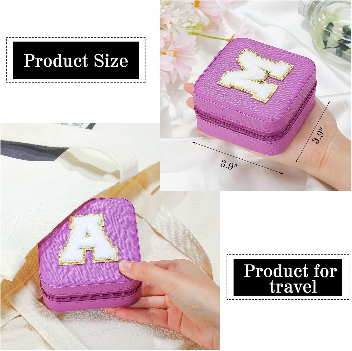 Parima Christmas Stocking Stuffers Gifts for Grandkids Women, Bridesmaid Gifts for Women | Wedding Travel Essentials Small Jewelry Box | Travel Jewelry Case - Letter S, Purple