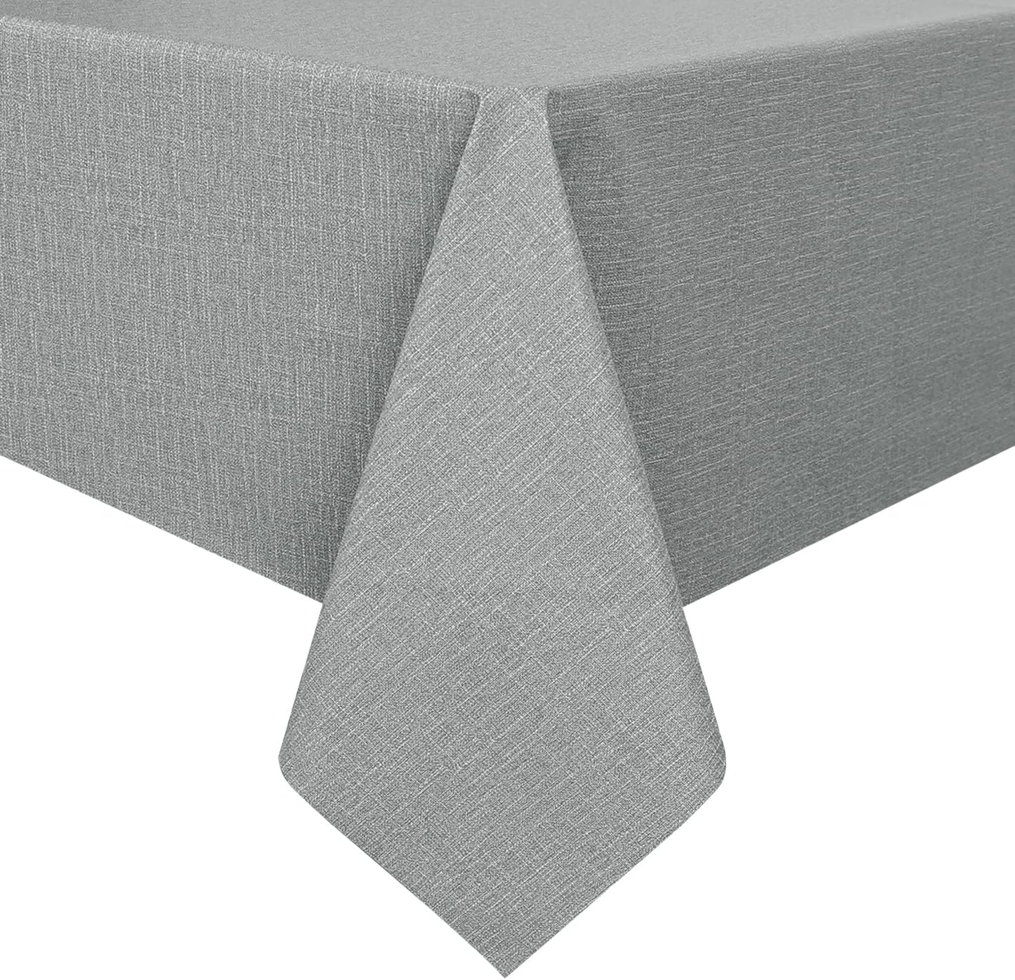 Romanstile 100% Waterproof PVC Tablecloth, Rectangle Oil Spill Proof Stain Resistant Vinyl Table Cloth, Wipe Clean Plastic Table Covers for Kitchen/Dining/Parties - 54 x 108 Inch, Light Grey