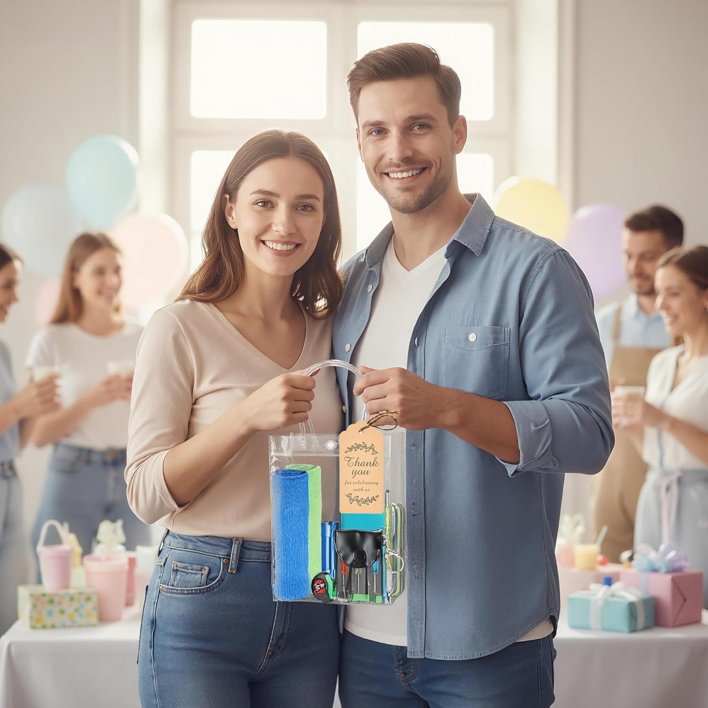 6 Set Baby Shower Prizes for Men, Bottle Opener Keychain, Multi-Tool Pen, Measuring Tape, Nail Clipper Set, Baby Shower Game Prizes for Winner Bachelor Party