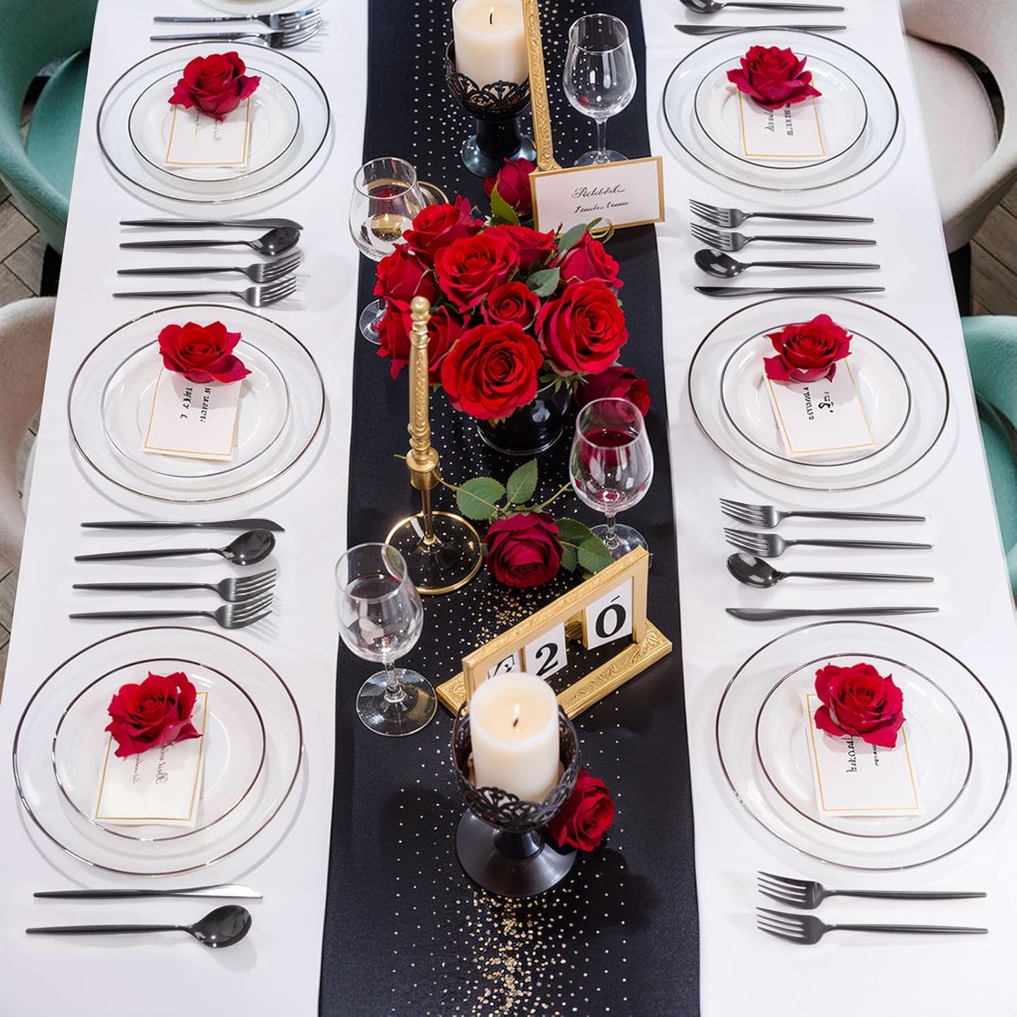 LIYH 120 Pcs Black Plates Disposable Heavy Duty Disposable Plates for Party Halloween Plate Including 60 Dinner 10.25" & 60 Dessert Plate 7.5" Halloween Decor