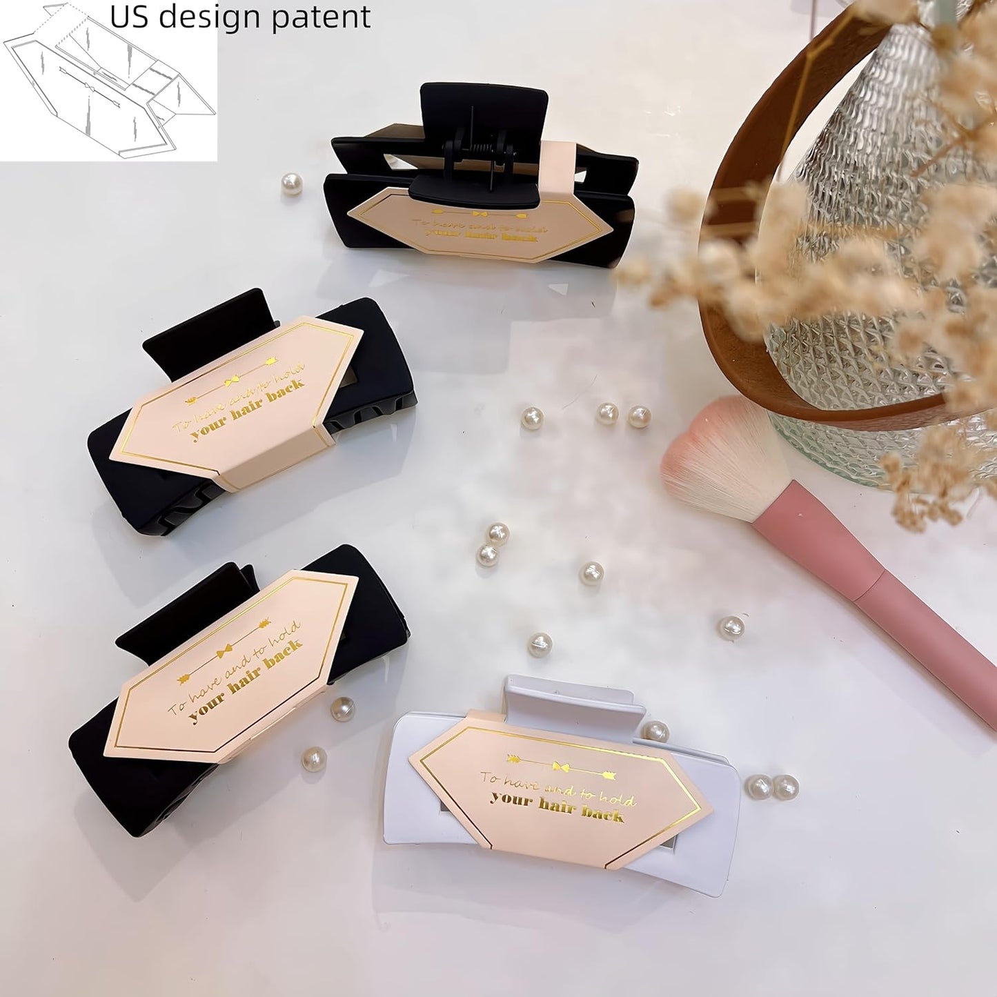 Bridesmaid Scrunchies Proposal Gifts Bachelorette Hair Claws Clips Girls heart sunglasses for Wedding Party Favors (40, White&Black box)