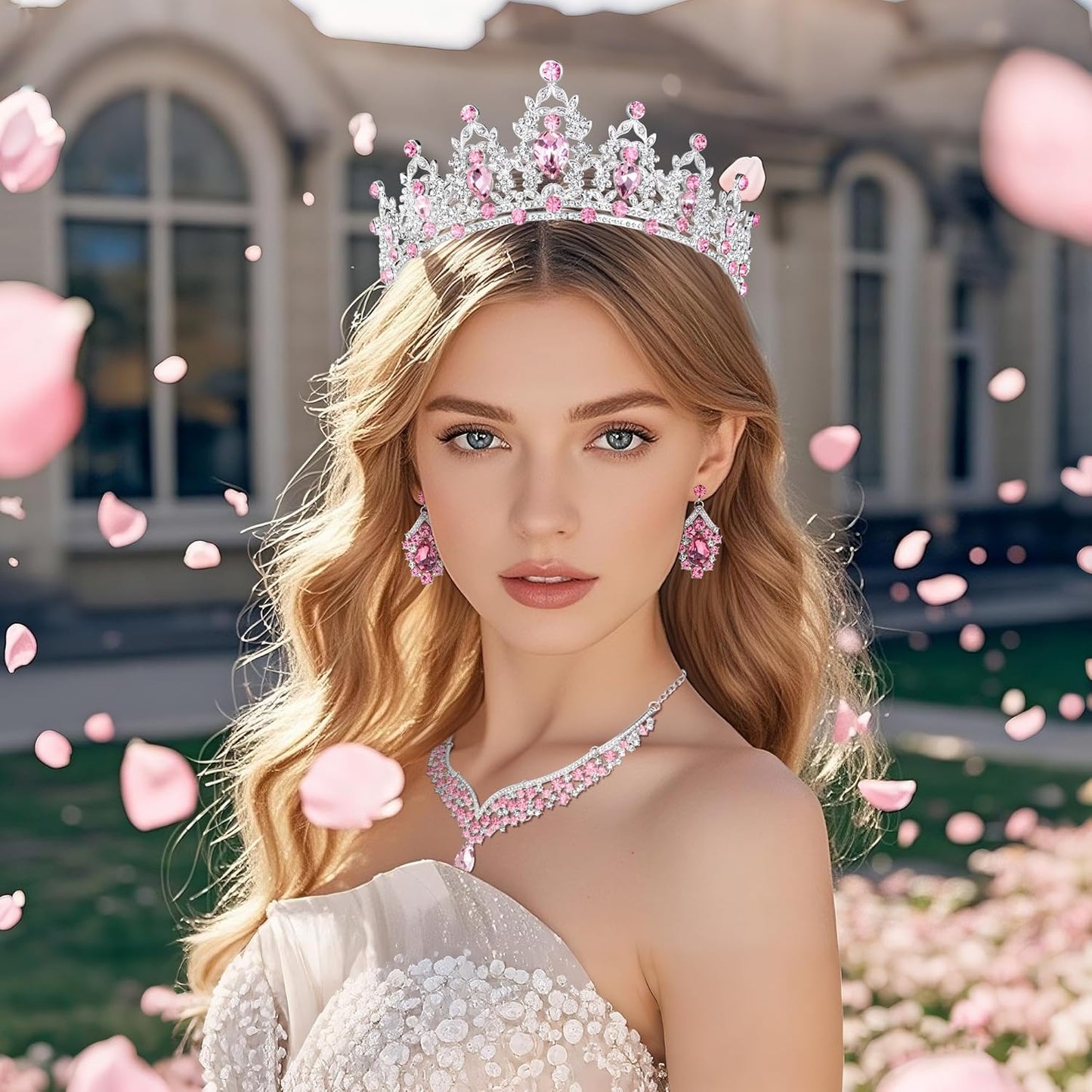 Crowns and Tiaras jewelry sets for Wedding princess birthday party Halloween Prom Pageant Jewelry for Women Crystal Bridal Jewelry Set for women