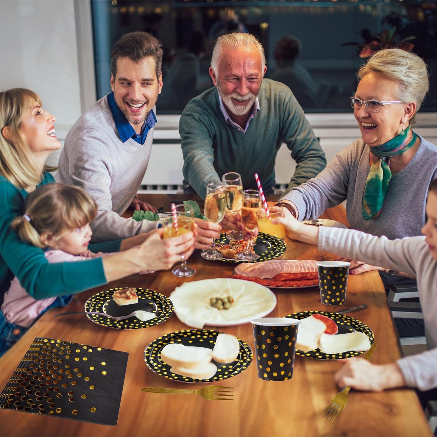 160 Pcs Black and Gold Paper Plates, Forks and Cups Party Supplies, black birthday plates Tableware Supplies for Birthdays, Graduations, Weddings, Holidays 40 Guests