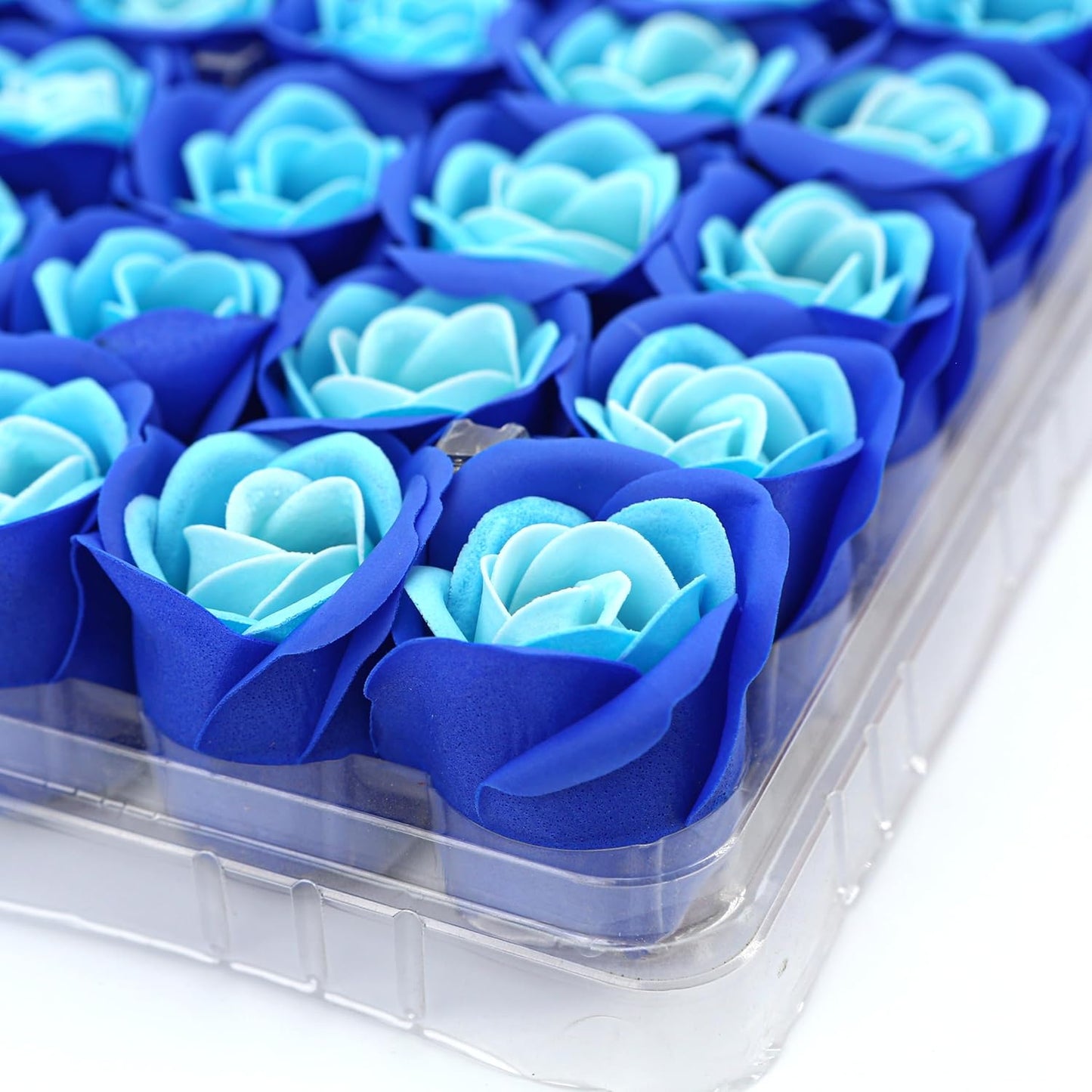81PCS Soap Flower, Roses Rosas Floral Shaped Scented Bath Body Shower Petals Bouquet for Her, Valentine's Day, Wedding, Birthday, Mothers Day, Party Favor Gift Idea (Light + Dark Blue)