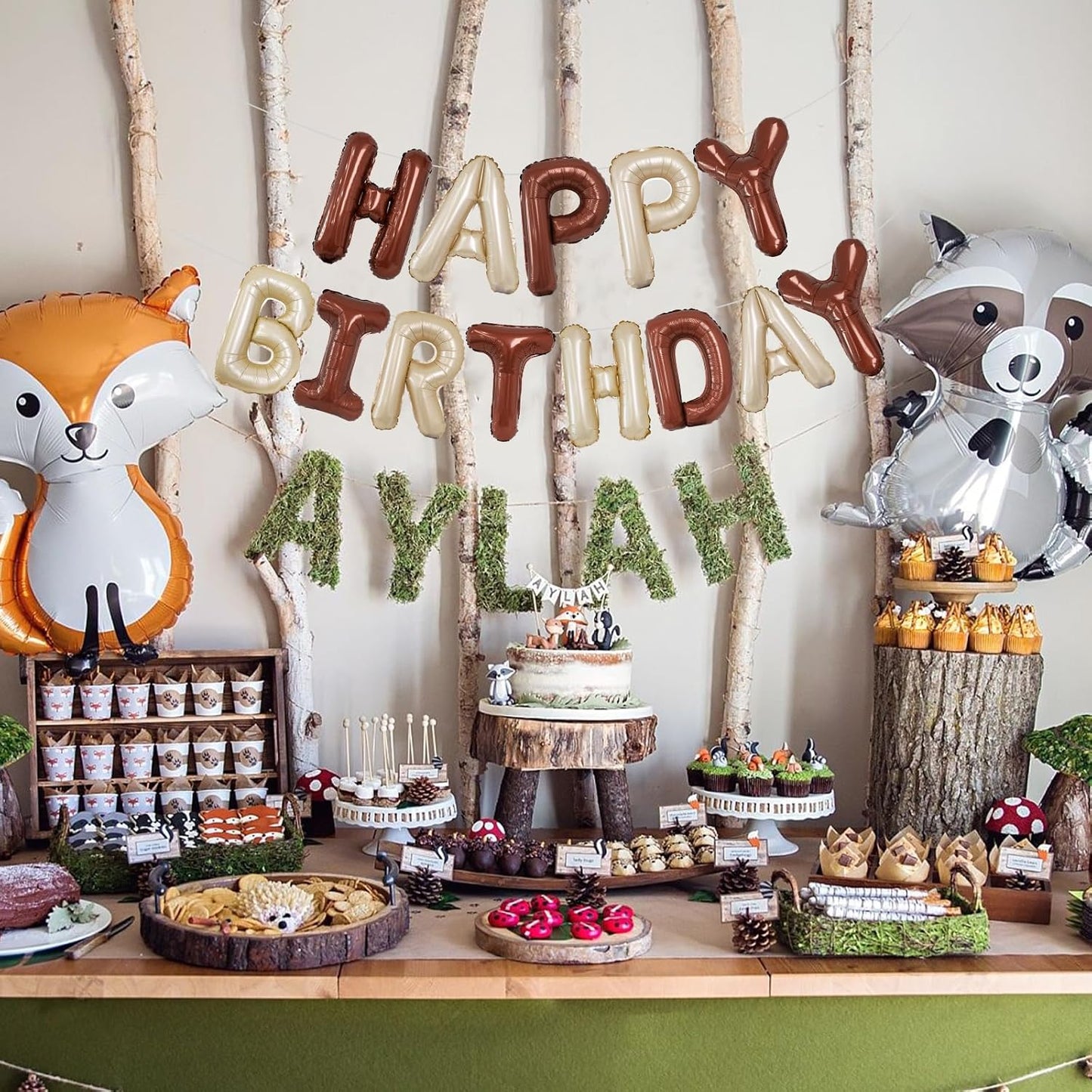 Beige Brown Happy Birthday Balloon Banner, 16 Inch Foil Mylar Cream Brown Happy Birthday Balloons Letters, Off White Birthday Sign, Neutral Tan Birthday Decorations