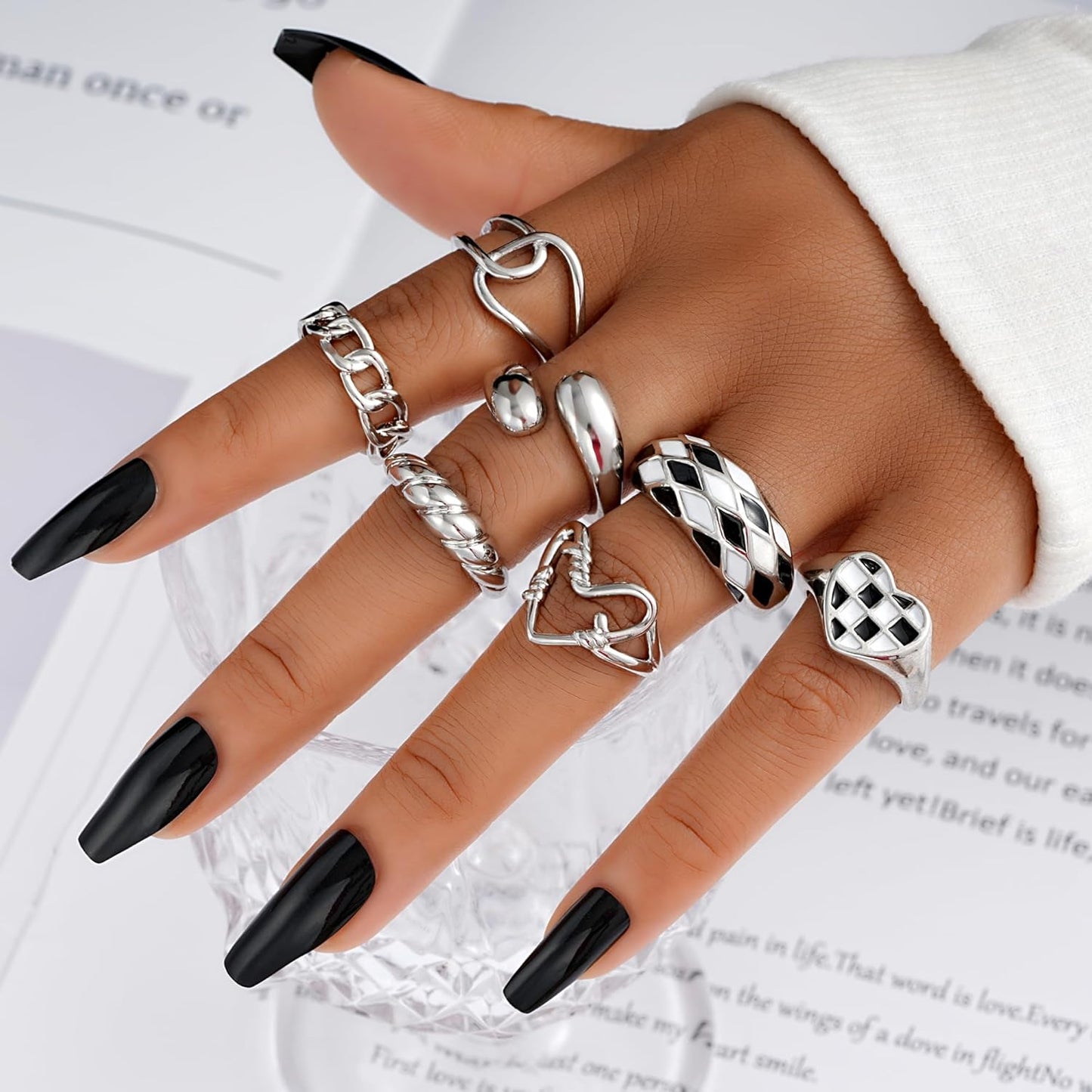 FAXHION 12PCS Gold Stackable Rings Set for Women, 18K Gold Plated Open Stacking Knuckle Ring, Adjustable Chunky Signet Band Statement Ring for Gift