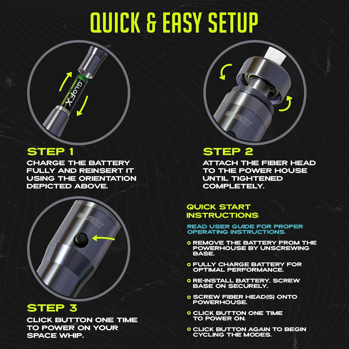 GloFX Space Whip Remix Bundle Kit [PROGRAMMABLE LED Fiber Optic Whip] 6 Ft 360° Swivel - Super Bright Light Up Rave Toy | EDM Pixel Flow Lace Dance Festival