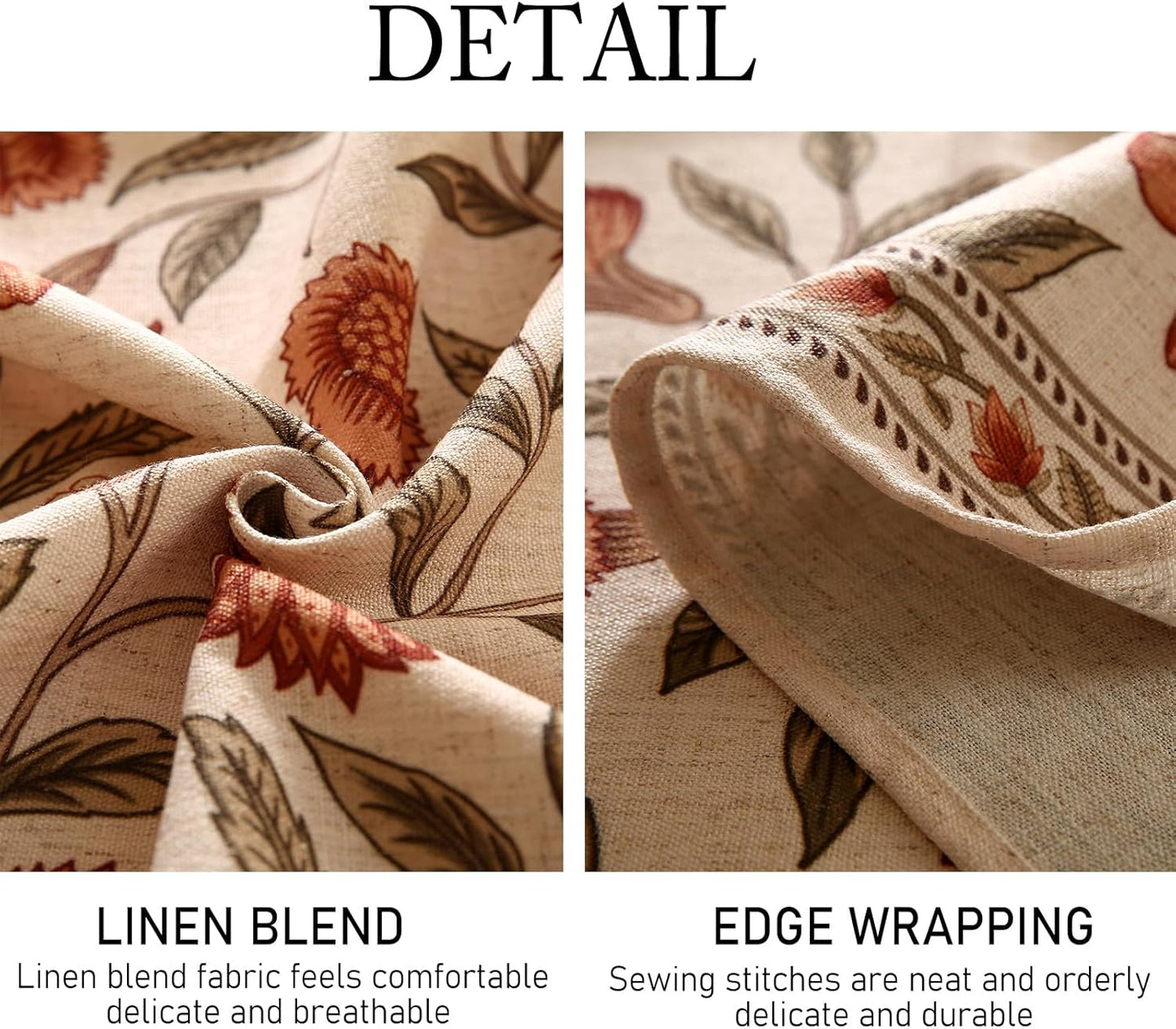 ISAENNE Designer French Small Square Tablecloth,Linen Orange Floral Pattern Indoor Table Cloth,Wrinkle Resistant Decor Table Cloth for Dining Thanksgiving Kitchen Party,55"*55"-Alvarado D