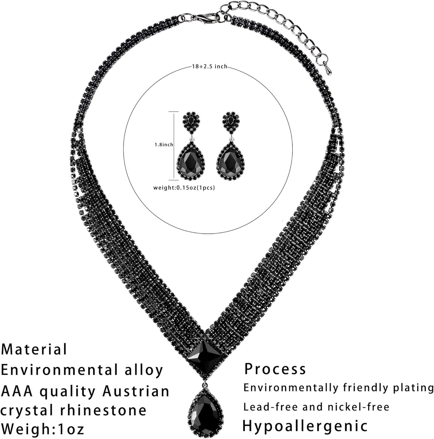 3/4 Pieces Women Jewelry Set Rhinestone Tiara Crown Necklace Bangle Bracelet Artificial Crystal Teardrop Dangle Earrings and Artificial Rhinestone Handbag for Wedding Party