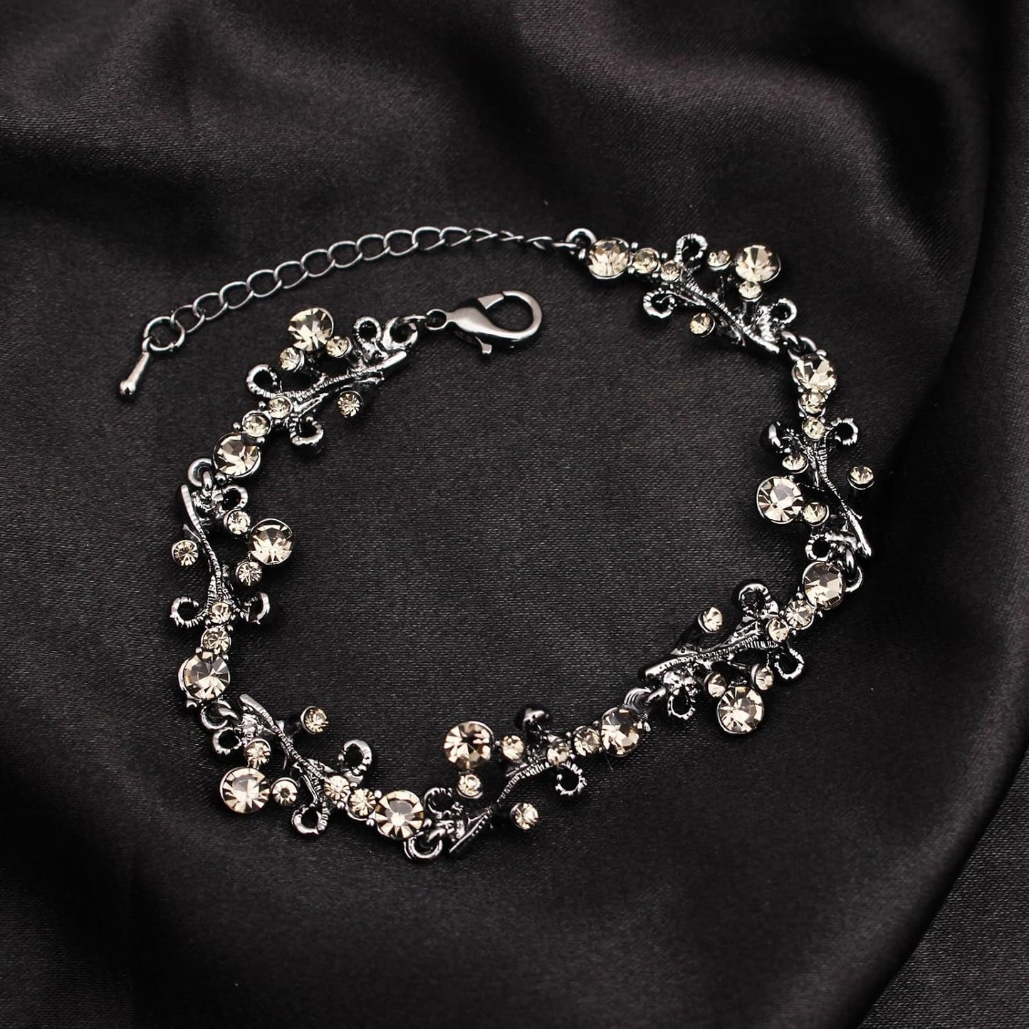 3Pcs Austrian Crystal Jewelry Set for Women, Necklace Dangle Earrings Link Bracelet Jewelry Set with Gold/Platinum/Gun Plated, Wedding Party Jewelry for Bridal Bridesmaid