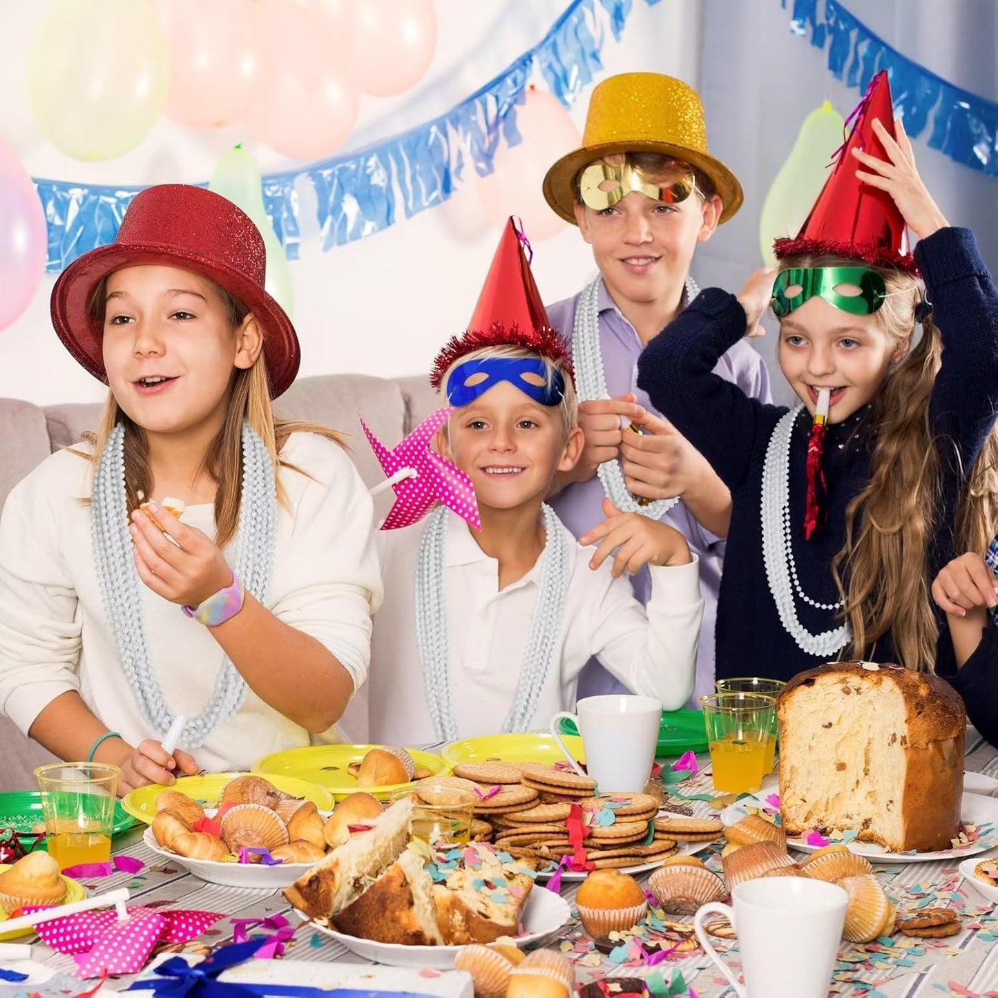 Mardi Gras Beads Bulk, 12PCS White Beaded Necklace Costumes Party Favors, 33" Mardi Gras Beads Accessory Sets, Festival Parade Throw Accessories for Wedding Birthday Celebrations Decorations