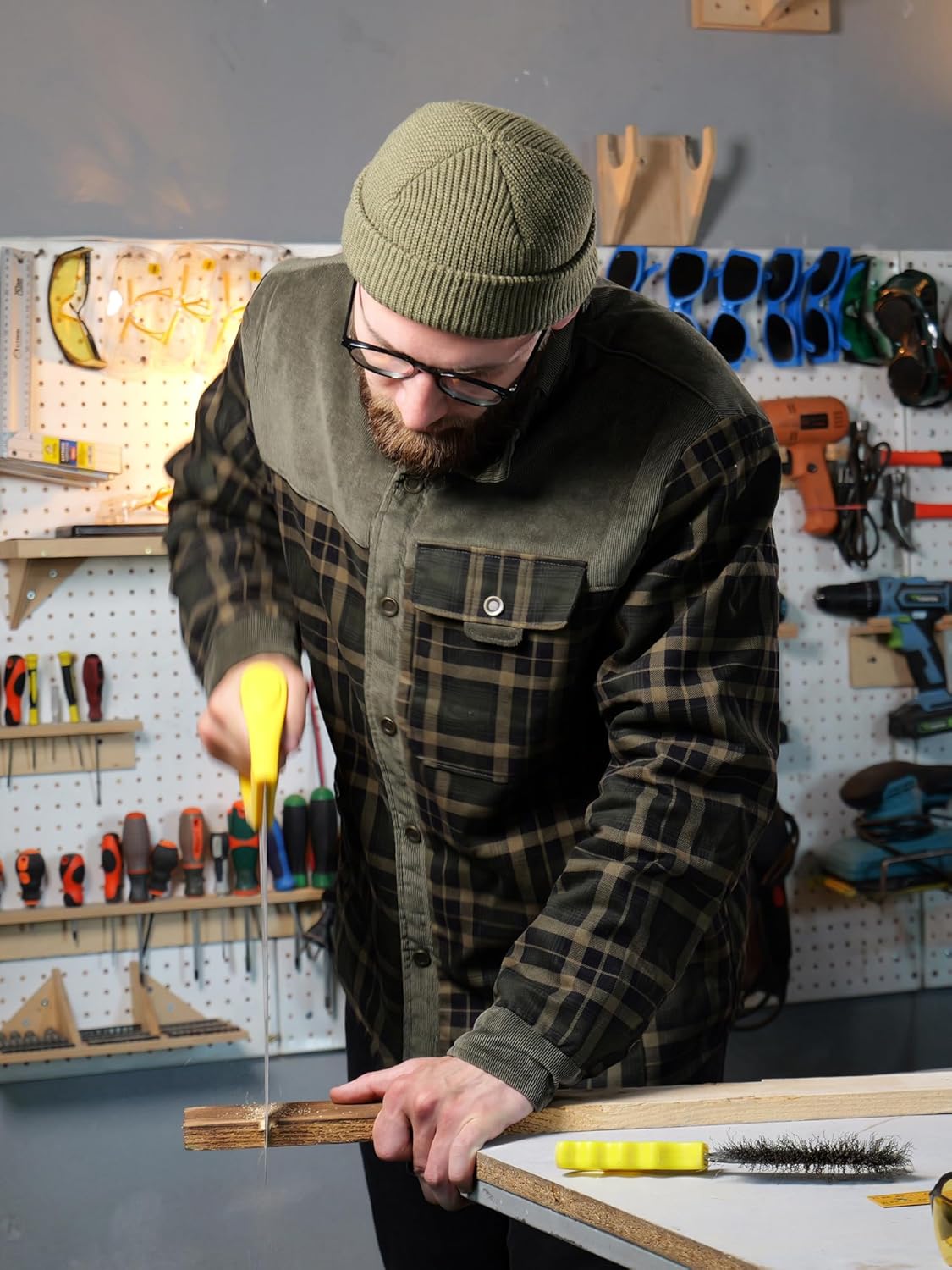 Mr.Stream Men's Outdoor Casual Vintage Long Sleeve Plaid Flannel Button Down Shirt Jacket