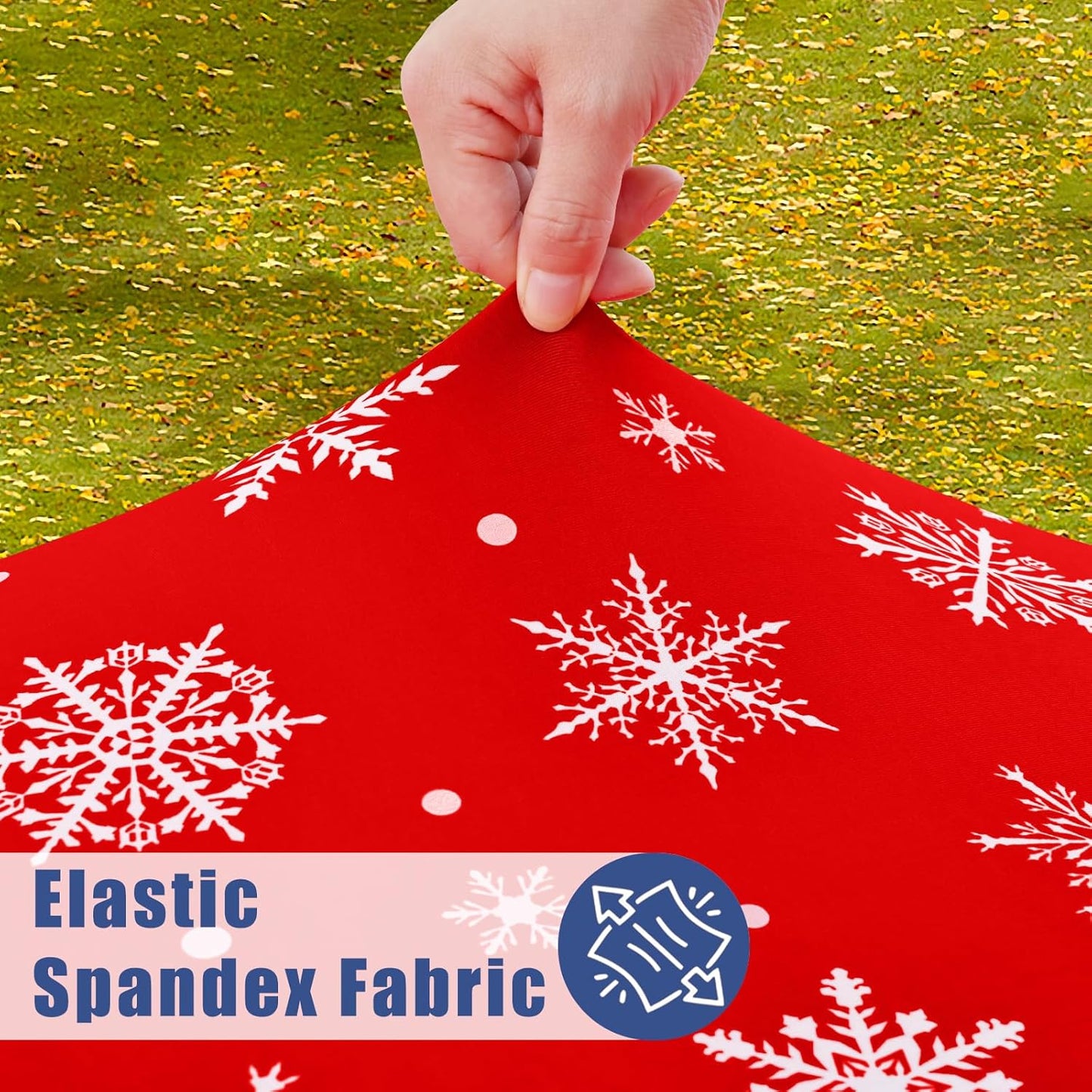 Spandex 8 Foot Rectangle Christmas Table Cloth 2 Pack, Elastic Fitted Tablecloths for Picnic, Stretch Washable Patio Table Cover for Christmas Dinner (Dot Snowflake, 30"x96")