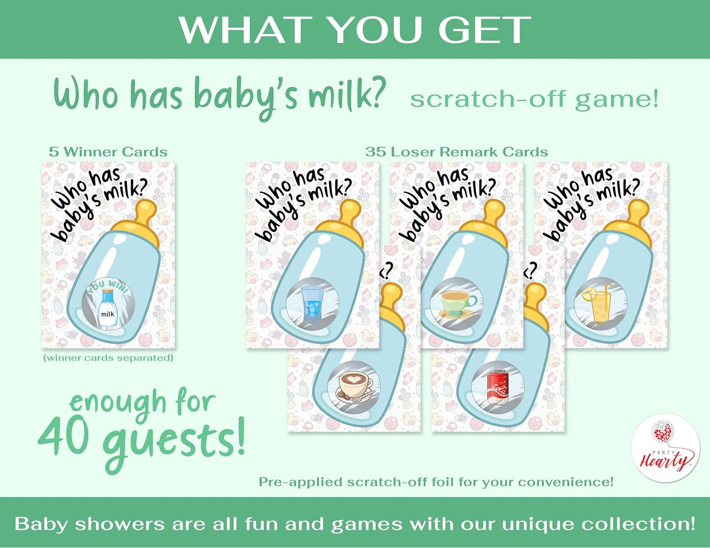Party Hearty Baby Shower Games for Boy, 40 Emoji Scratch Off Lottery Tickets, Baby Games Ideas, Scratch Off Game, Blue