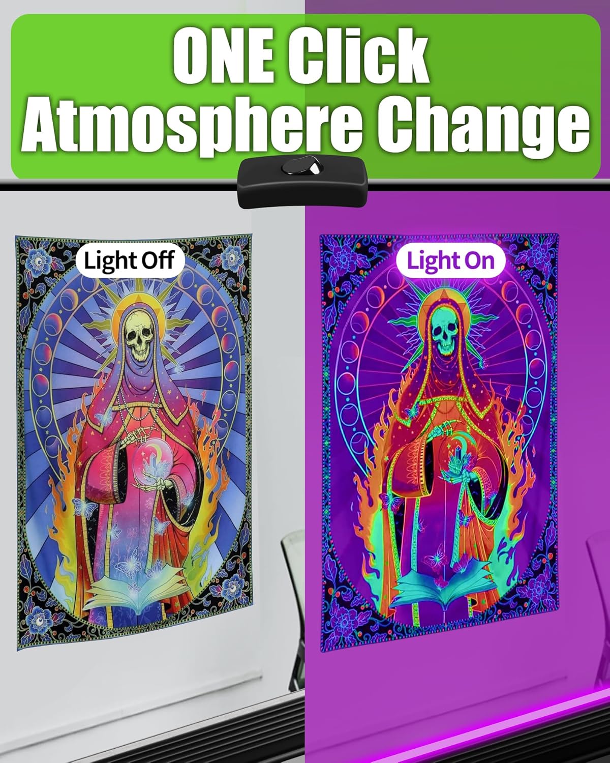 42W LED Black Light Bar, IP66 Waterproof Blacklight Bar with 6ft Cord+Plug+Switch, Black Lights for Glow Party, Fluorescent Poster, Body Paint, Birthday, Halloween, Bedroom, Classroom