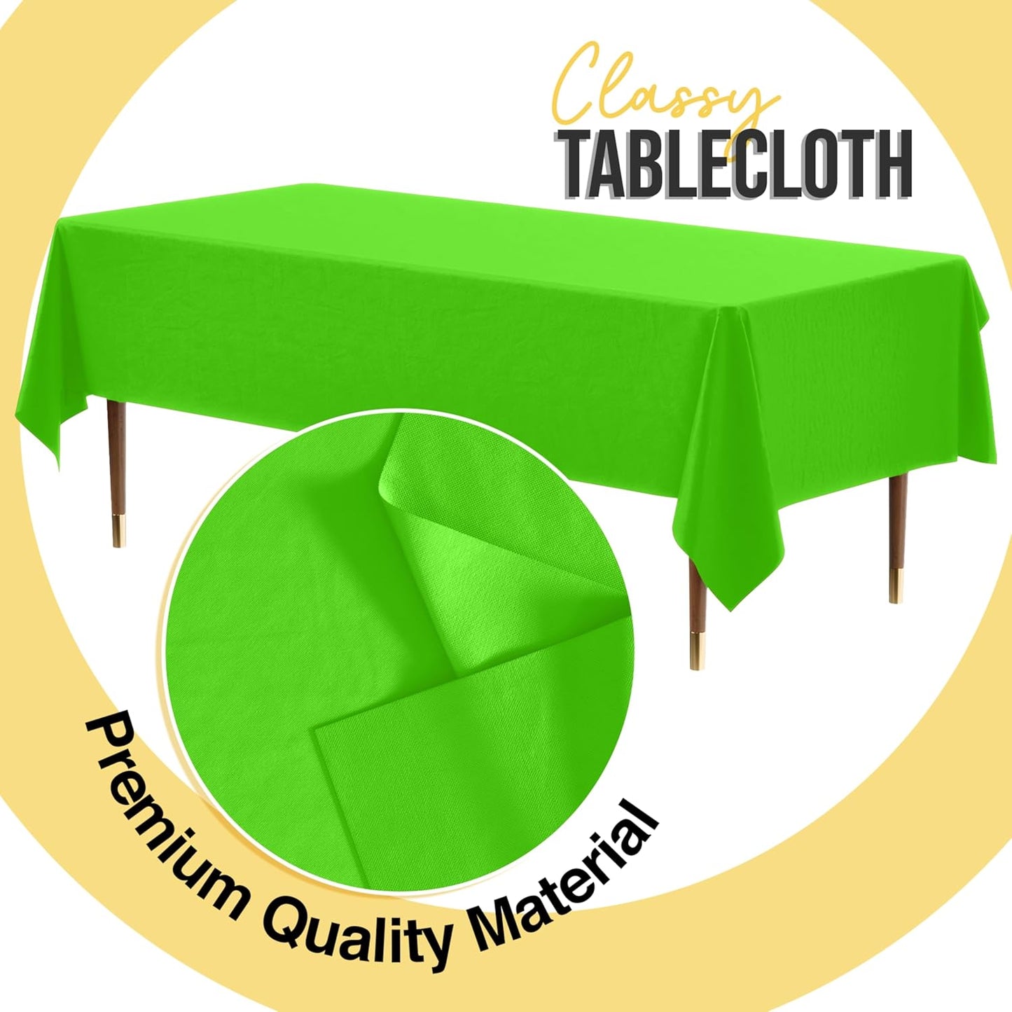 Exquisite 66% Thicker Premium Plastic Table Cloth Rectangle Table Cover 0.5 Mil 6 Pack Lime Green Table Cloth 54 Inch x 108 Inch Disposable Tablecloth Won't Tear Easily Like Cheap Thin Brands