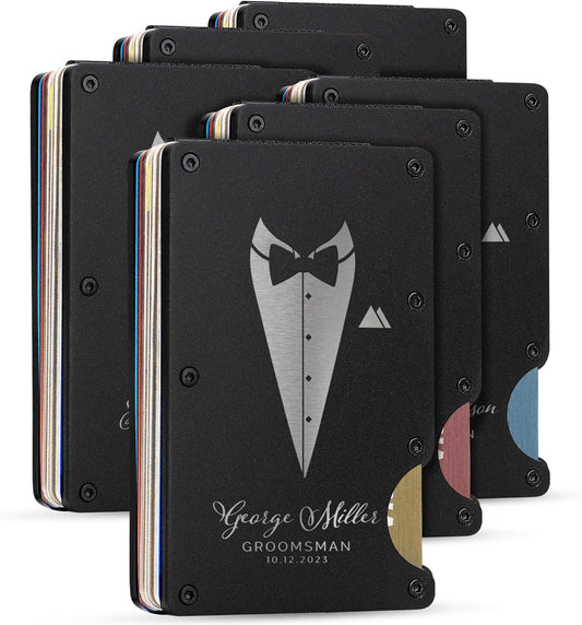Amazing Items Set of 6, Groomsmen Gifts, Personalized Groomsmen Proposal Gifts, Groomsman Gift for Wedding, Custom Groomsmen Gifts Wallet Set, Groomsman Gifts for Men - D5