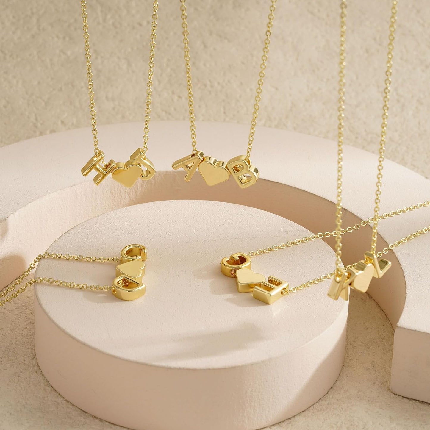 Turandoss Heart Initial Necklace for Women Teen Girls, 14K-Gold-Plated Dainty Letter A-Z Initial Necklace with Heart, Personalized Jewelry Birthday Gifts for Women