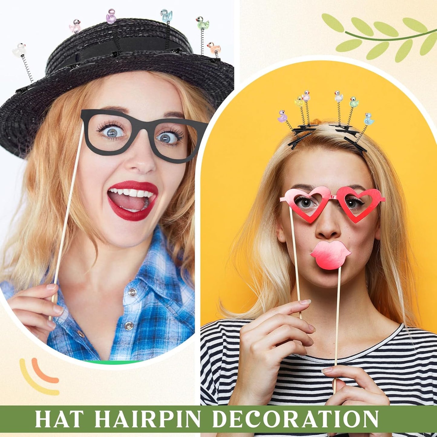 100 Pcs Mini Glow Hair Clips Girls Rave Hair Clips for Women Christmas Music Festival Holiday Party Supplies (Funny Duck)