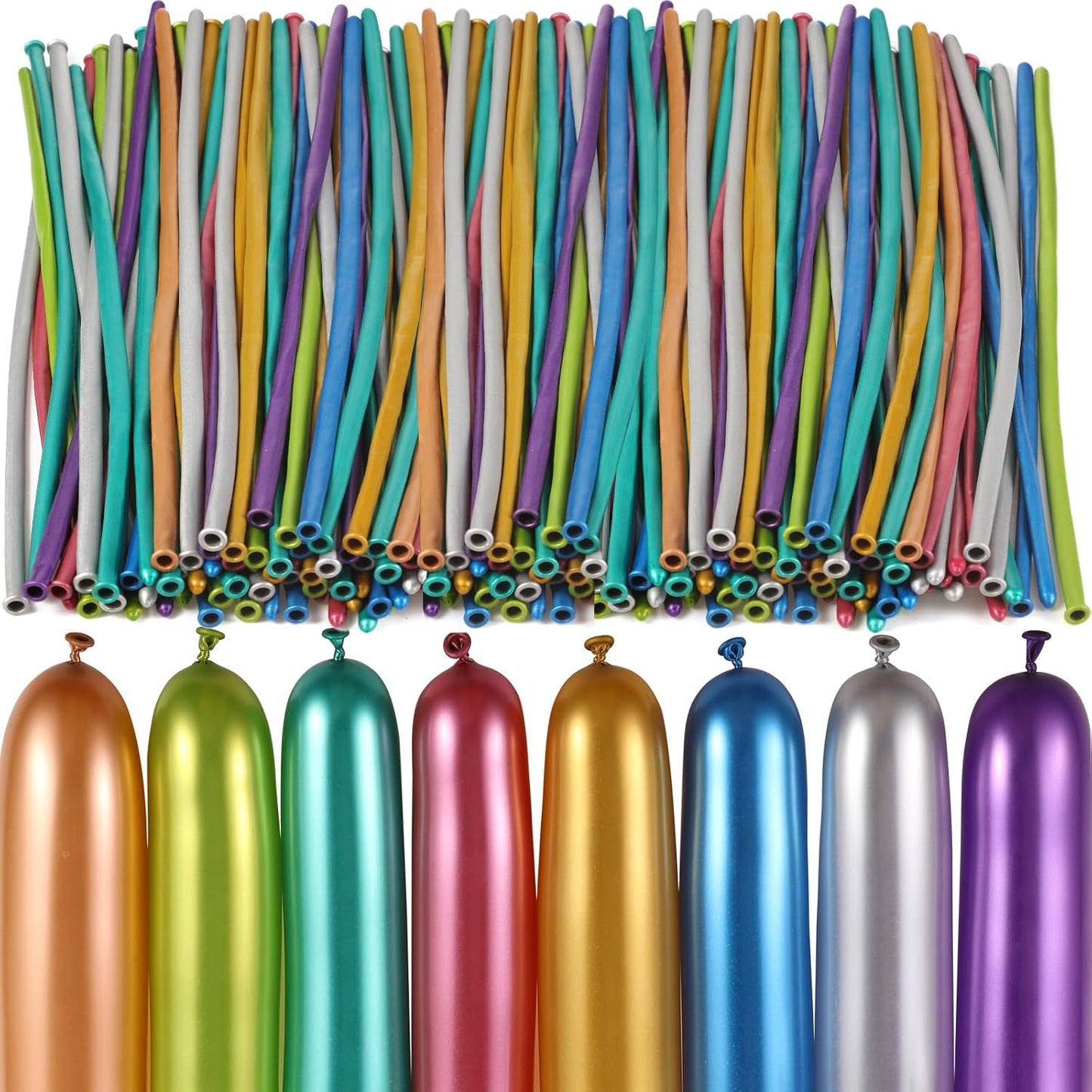 Sratte 200 Pcs Graduation 260 Long Balloons Mixed Colors Thickening Latex Long Twisting Animals Balloons for Arch Garland Birthday Wedding Party Decoration(Metallic Colors)