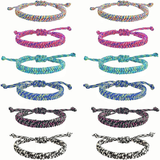 YANMIN 12 pcs Braided Friendship Bracelets for Teen Girls Colorful Paracord Bracelets Set Handmade Goody Bag Stuffers Easter Basket Filler Tween Teenager Birthday Christmas Camping Party Favors