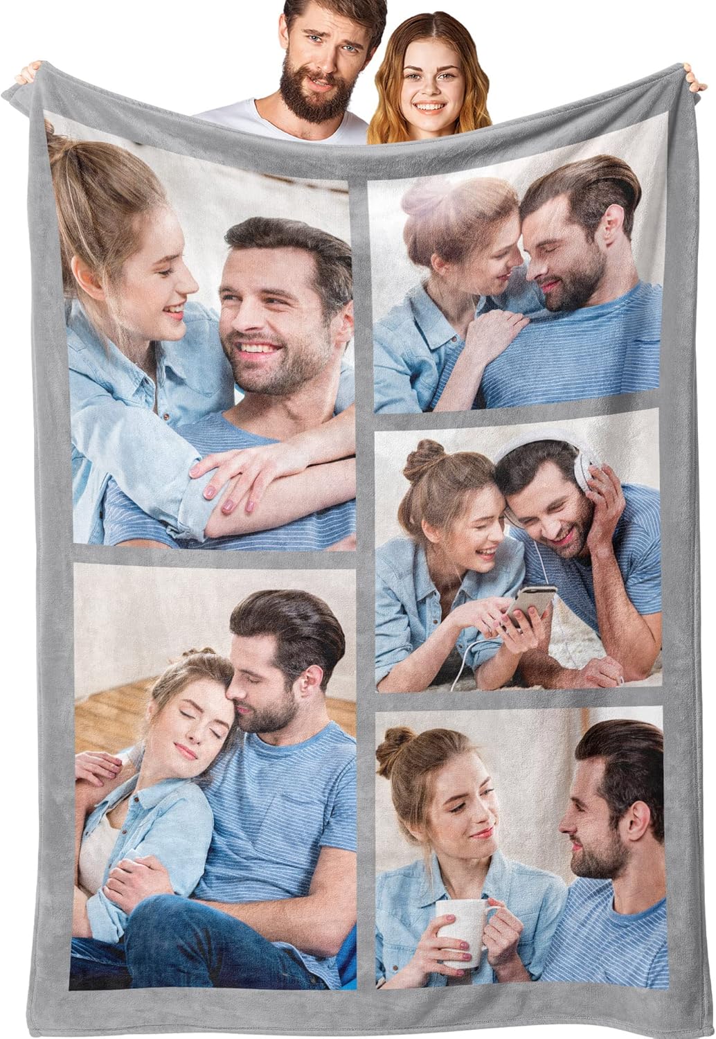 Custom Blanket with Photos Personalized Picture Throw Blankets Gifts for Women Lover Friend Customized Picture Gifts Flannel Blanket Christmas Anniversary Birthday Wedding 30"X40" Made in USA