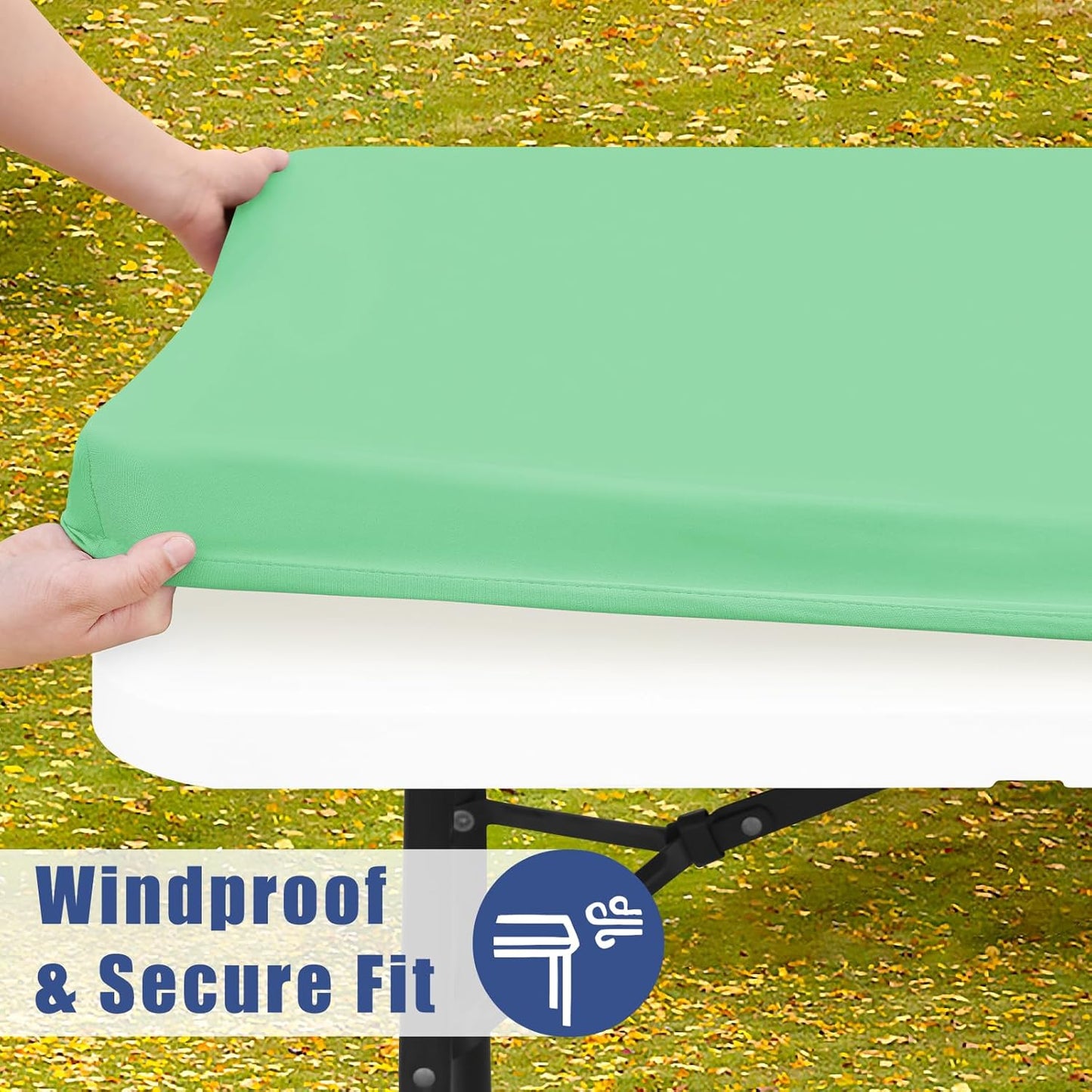 Spandex 5 Foot Rectangle Table Cloth 2 Pack, Elastic Fitted Tablecloths for Picnic, Stretch Washable Patio Table Cover for Outdoor, Camping, Banquet and Parties (Bright Green, 30"x60")
