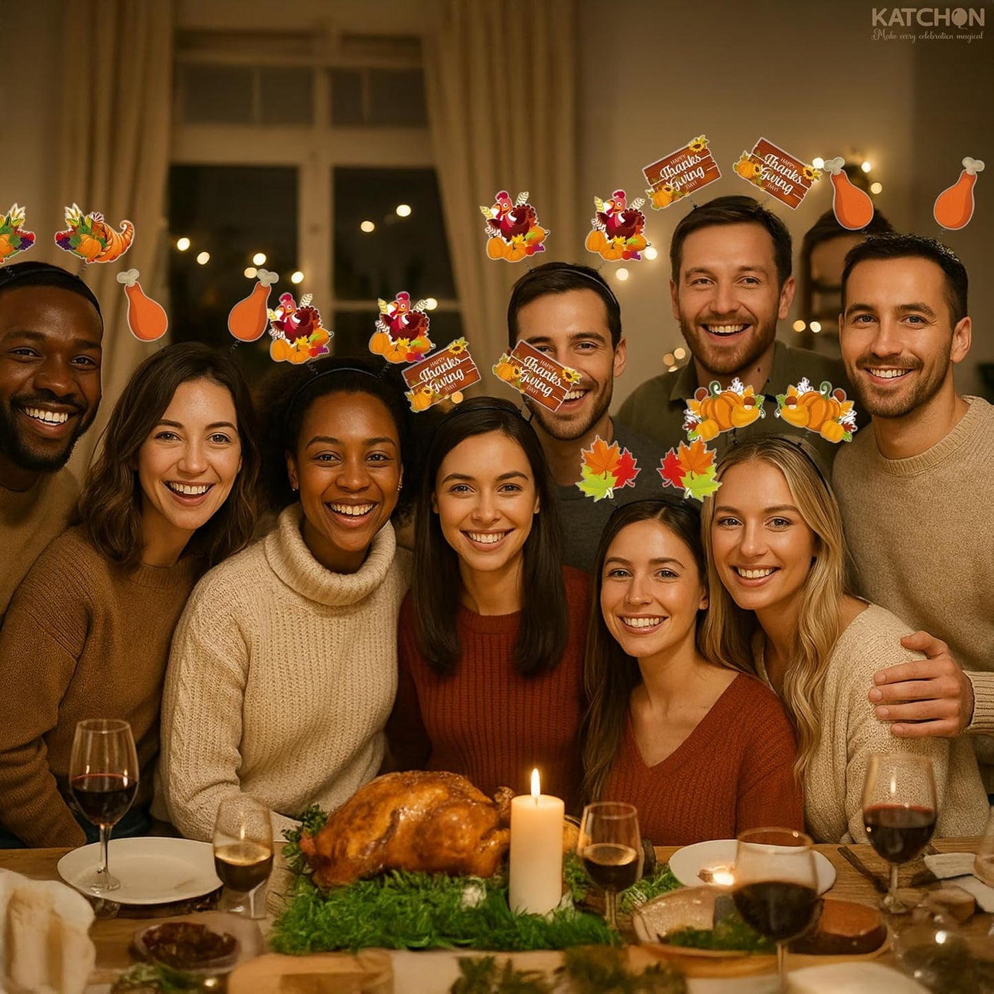 KatchOn, Thanksgiving Headbands - Pack of 18 | Turkey Headbands Thanksgiving Party Favors | Thanks Giving Decorations, Turkey Photo Booth Props | Harvest Party Favors