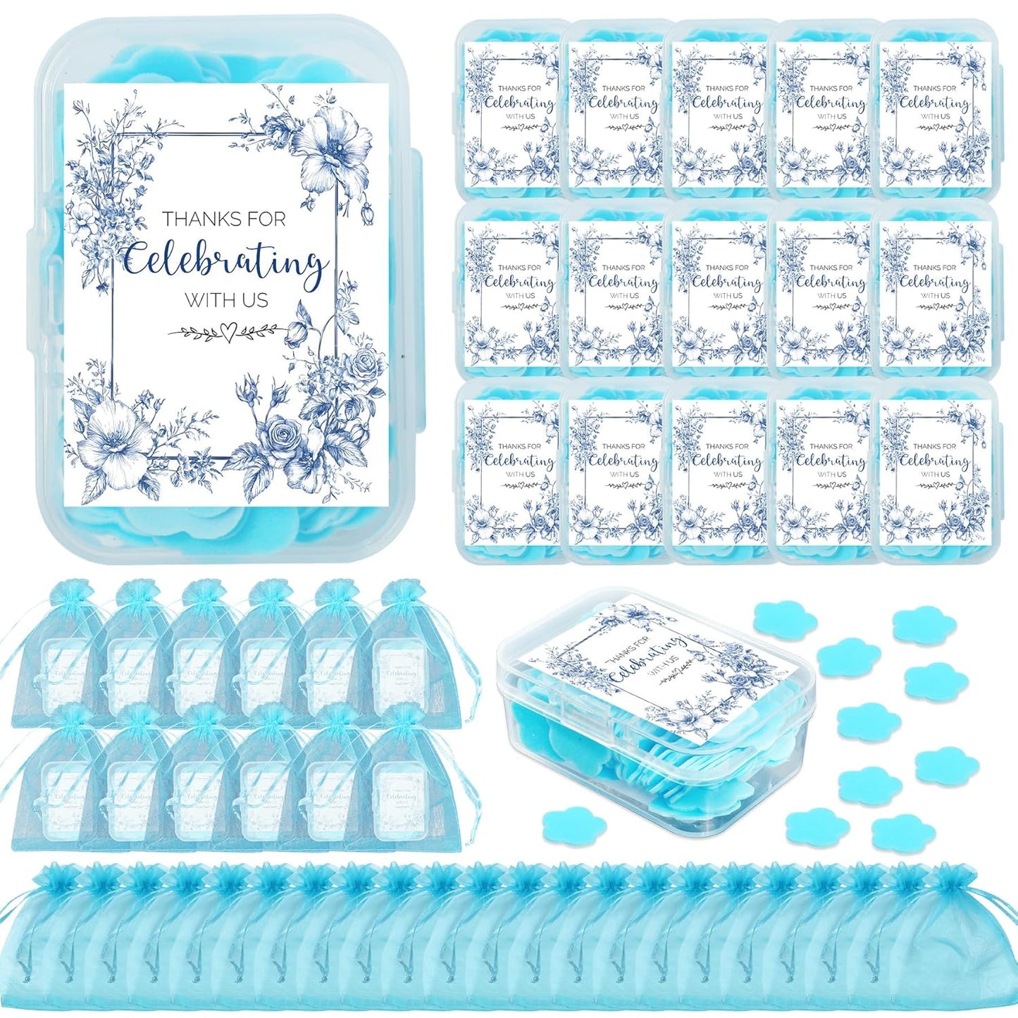 Something Blue Before I Do Bridal Shower Decorations - 24 Pcs Something Blue Before I Do Party Soap Favors Gifts, Floral Bachelorette Wedding Engagement Party Decorations Supplies for Guests