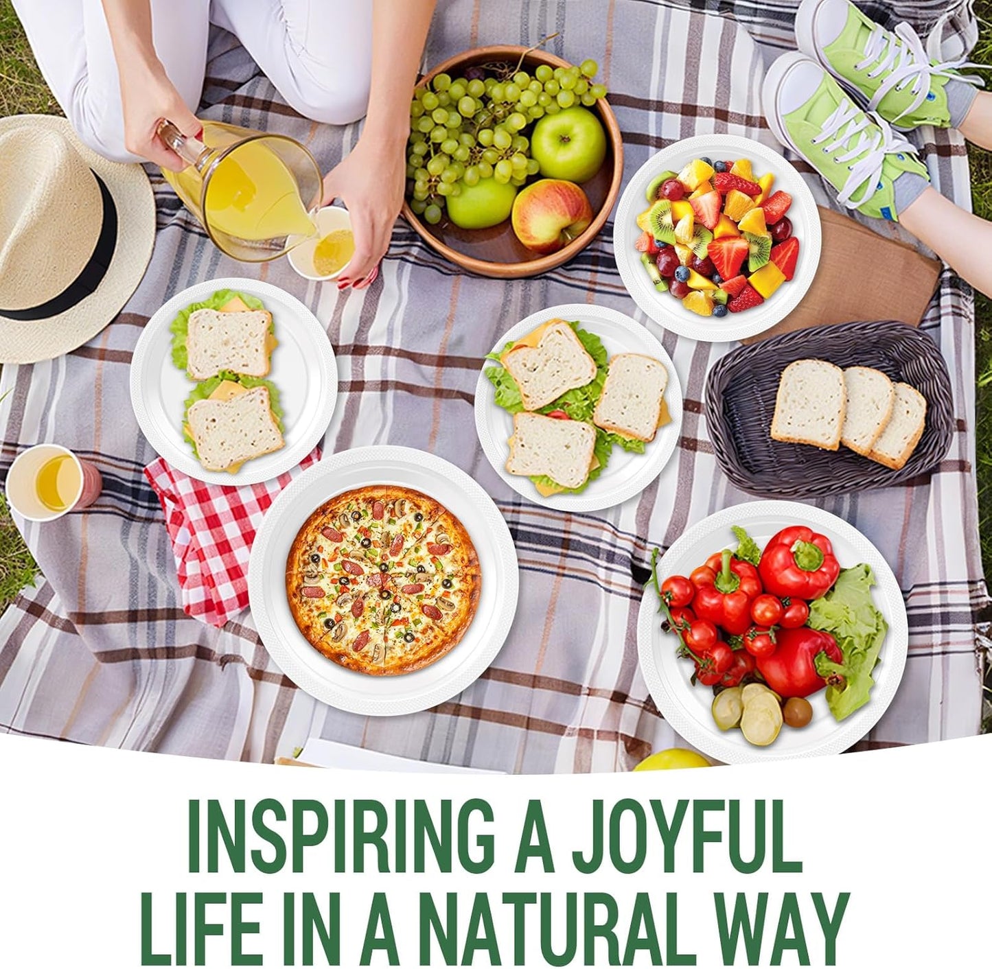 50 White Plastic Plates For Party, Includes 25-9" & 25-7" Cake Dessert Plastic Dinner Plates Disposable For Party Supplies