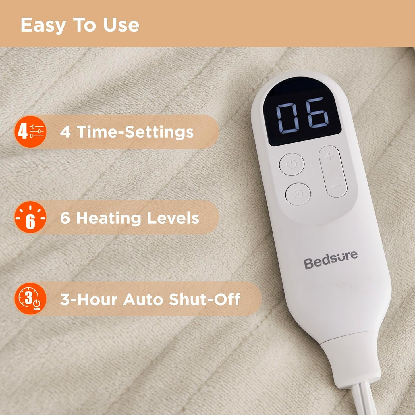 Bedsure Wearable Heated Blanket with Foot Pocket - Electric Snuggle Blanket for Adult with Sleeves, Winter Gifts for Mom Women Girlfriend, Warm Sherpa Heating Throw, Auto Shut Off, 50 x 71+18", Cream