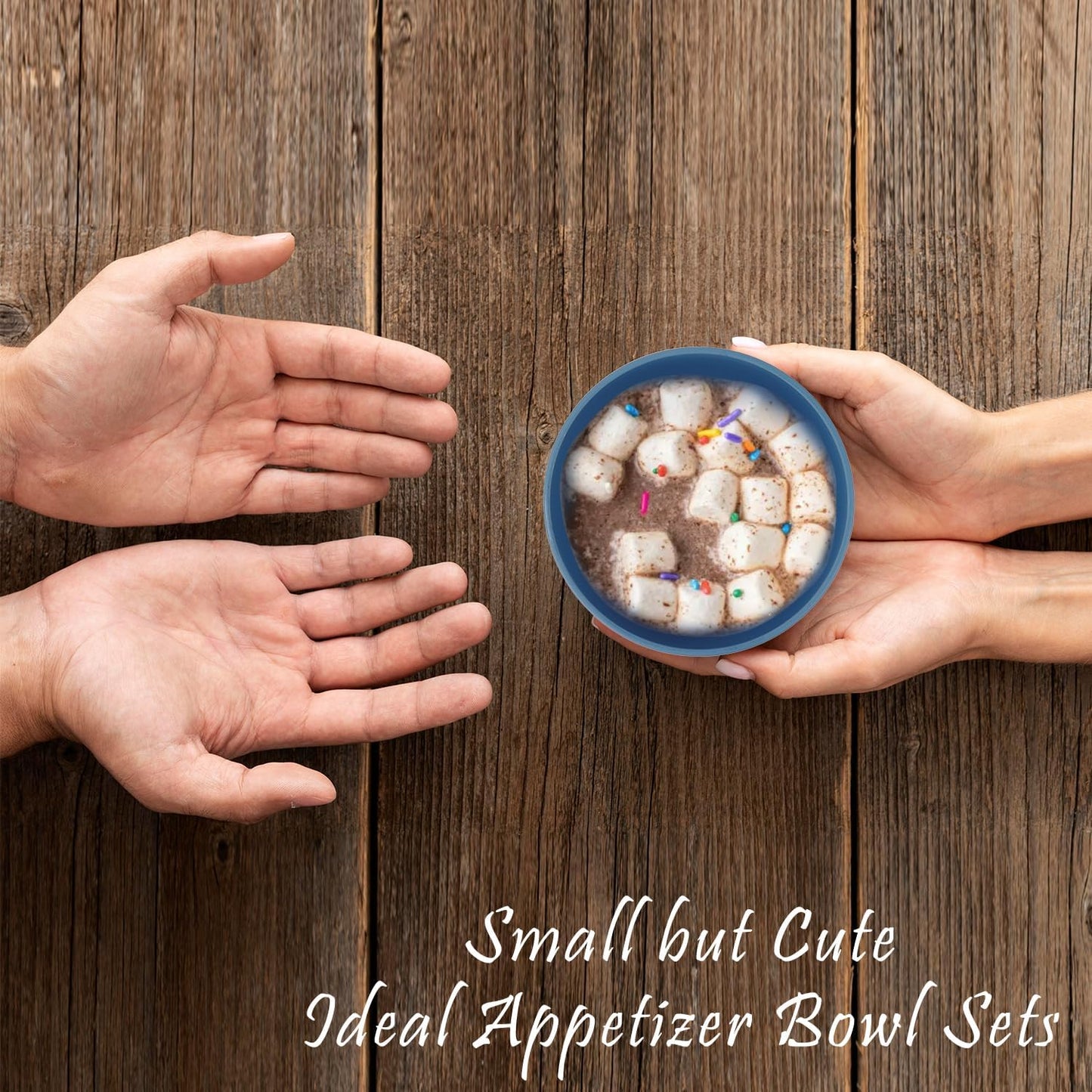 Wrova wheat straw dessert bowls 10oz set of 8 - Unbreakable snack Bowls Dishwasher Safe - Handy Bowls for Ice Cream,Yogurt and Fruits. Blue