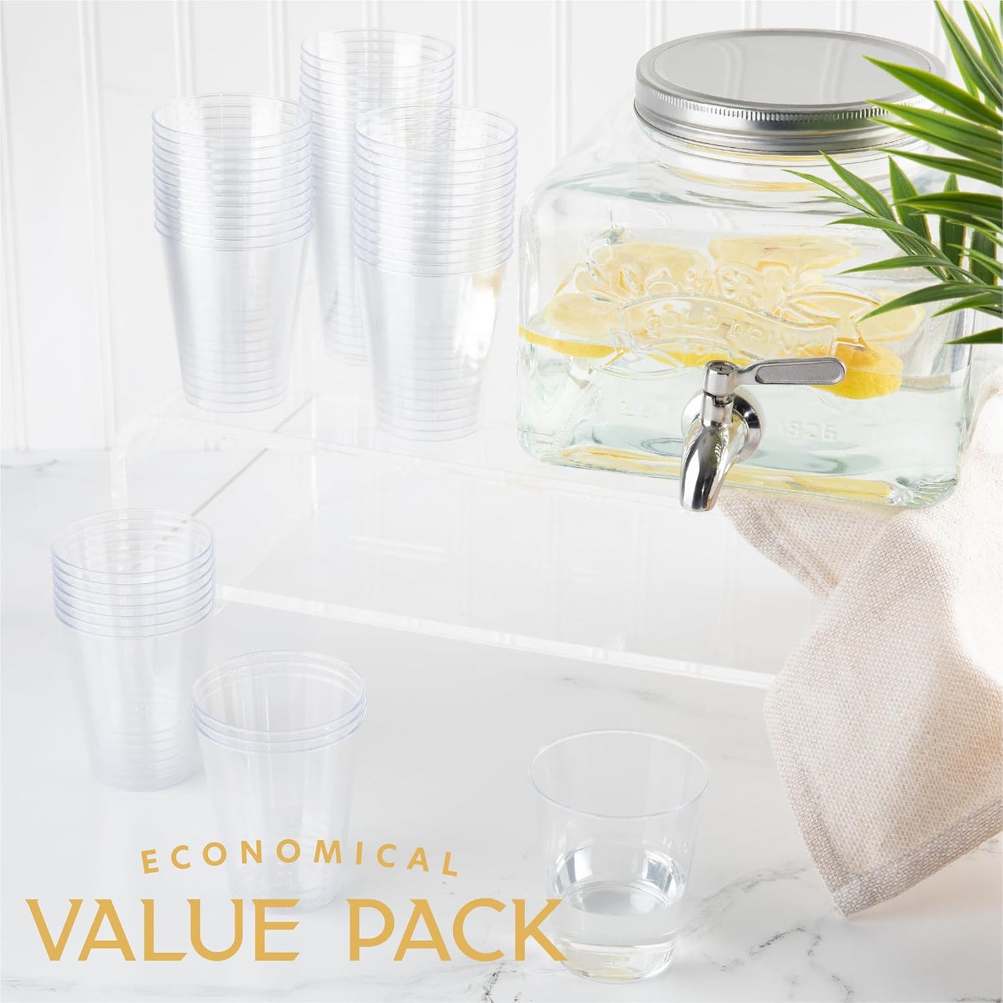 PLASTICPRO Disposable 7 oz Crystal Clear Plastic Tumblers for Party's & Weddings pack of 100