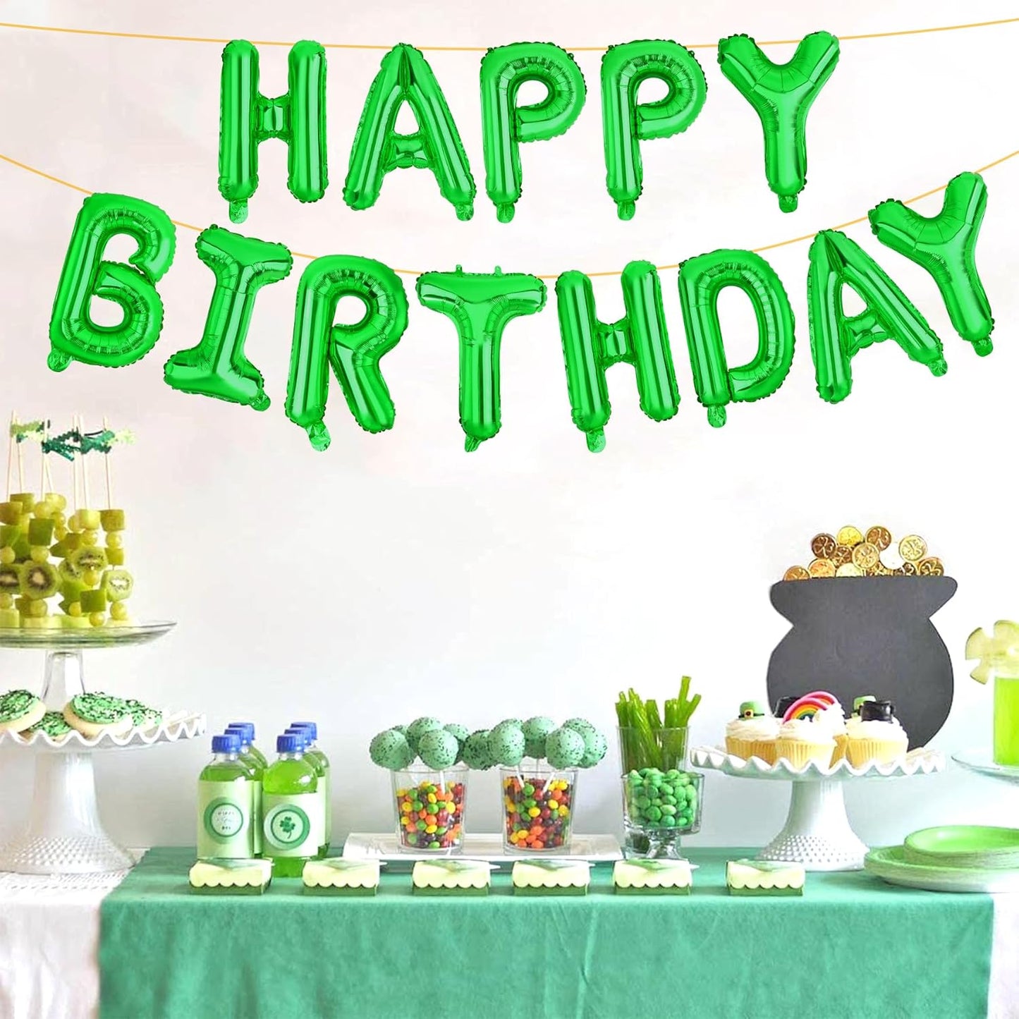 LIOZEOKUN Happy Birthday Balloon Letters 16 inch Mylar Foil Birthday Balloons Banner Sign for Birthday Party Decorations Supplies (Green)