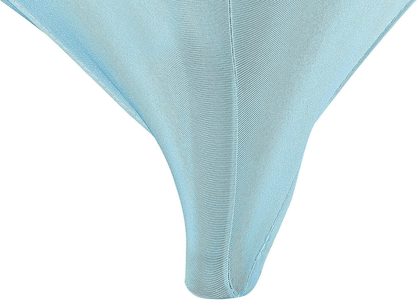 LZY Spandex Table Covers 6FT x 6FT, 2 Count, Rectangular, Bluemist, Solid, Elegant, Stretchable (4-way), Cocktail & Wedding, Perfect for Special Events