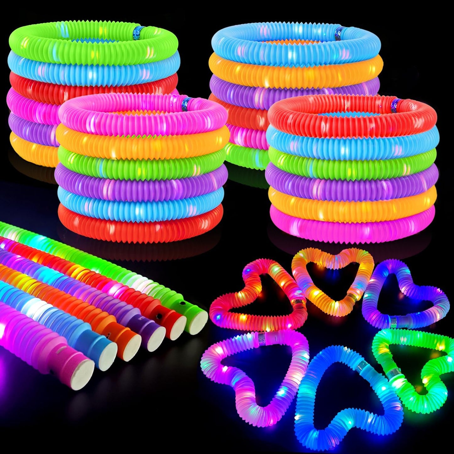 Glow Sticks Bulk Party Favor Supplies for Kids 48 Pcs,Glow in Dark Bracelet Necklace Accessories for Birthday Wedding Camping Parade Throw,Christmas Handouts Giveaways Prizes for Toddler Boys Girls