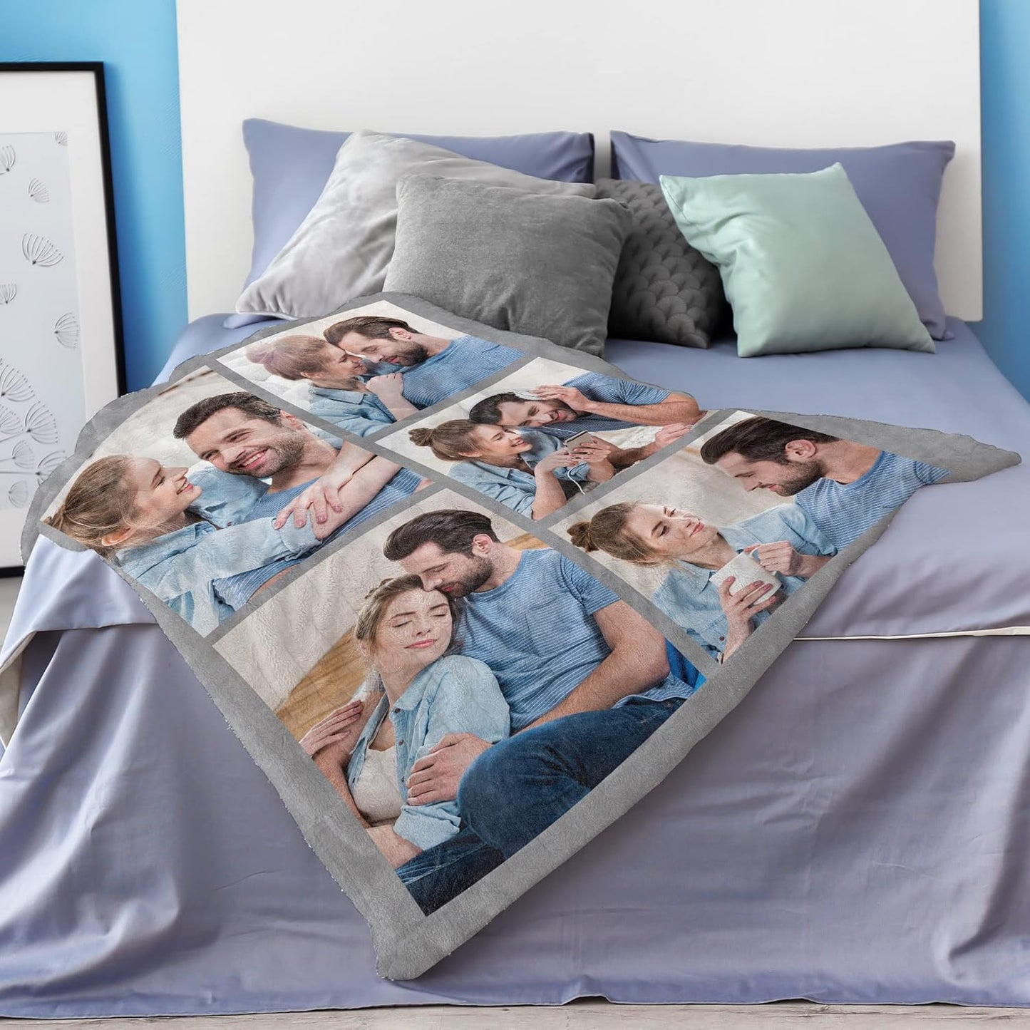 Custom Blanket with Photos Personalized Picture Throw Blankets Gifts for Women Lover Friend Customized Picture Gifts Flannel Blanket Christmas Anniversary Birthday Wedding 60"X80" Made in USA