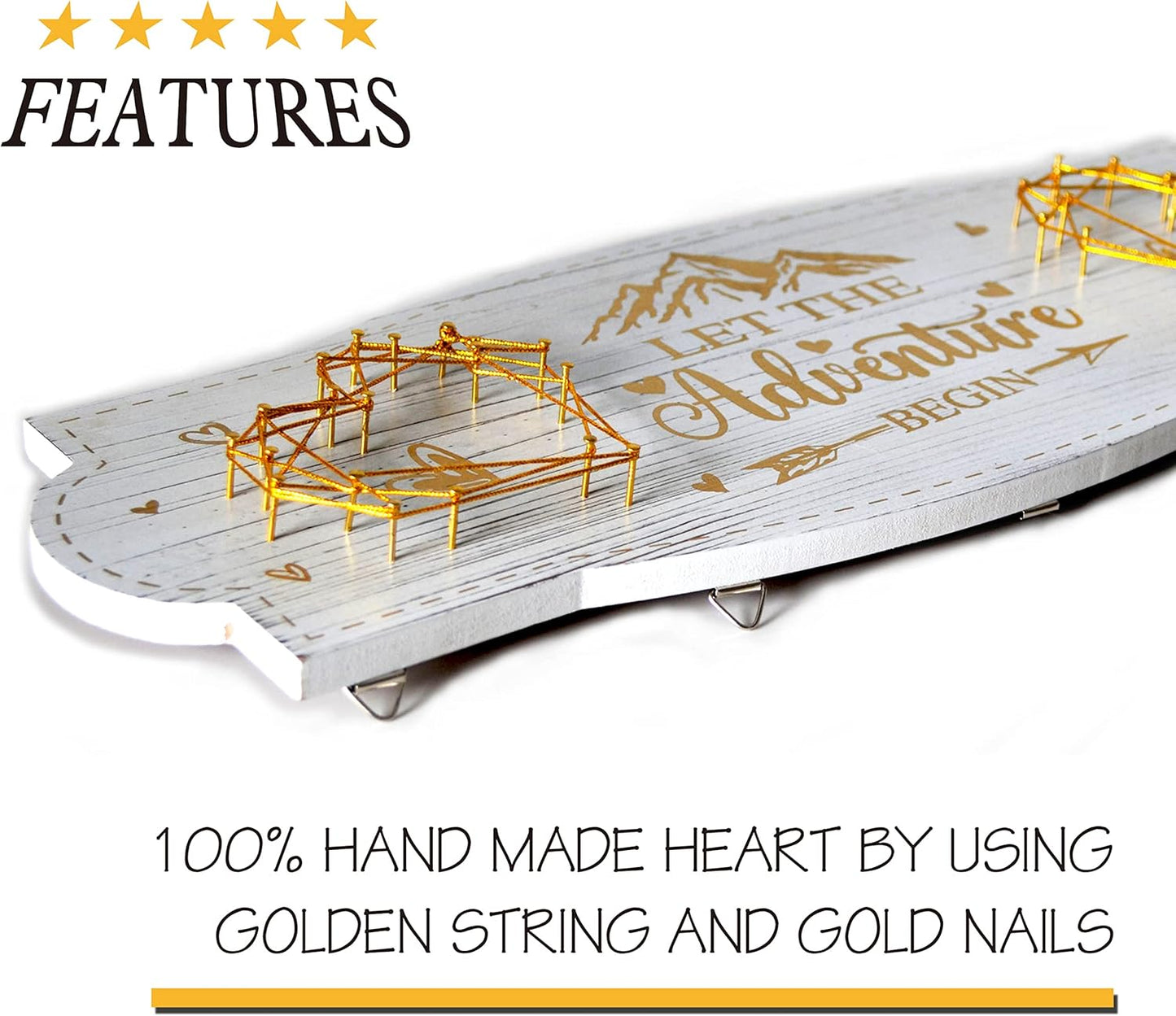 Yudarte Wedding Engagement Gifts for Women Bride to Be - Romantic Wall Picture Display Board with Clothespins and Twine for Newly Engaged Couples - Let the Adventure Begin