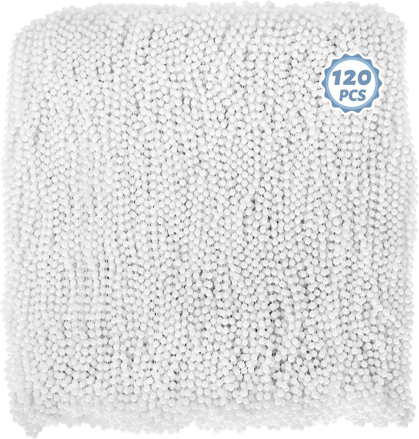 Mardi Gras Beads, 120PCS Bead Necklace, 33" White Beads Bulk, Mardi Gras Accessories, Party Costume Parade Throws Bulk for Pirate Baby Shower Birthday Party Favors Supplies