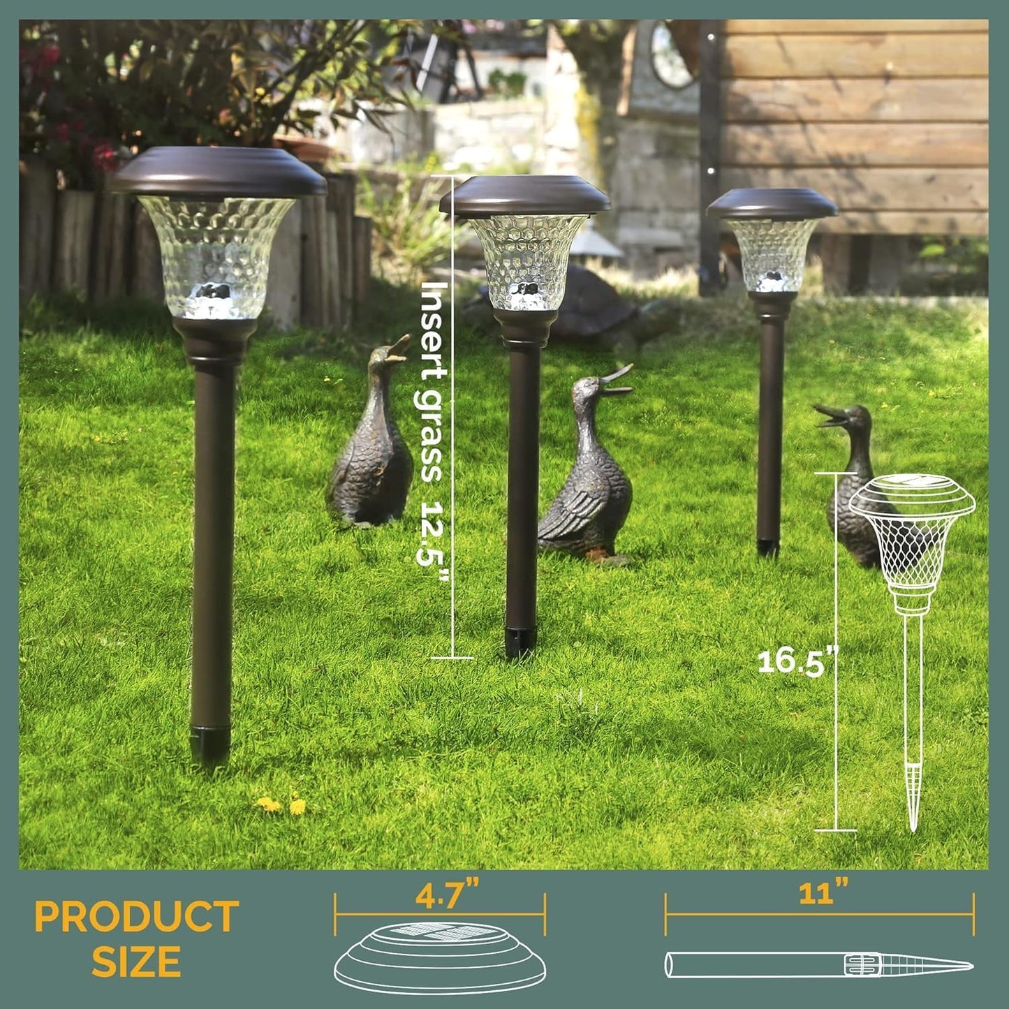 GIGALUMI 8 Pack Solar Pathway Lights, Solar Garden Lights Outdoor Warm White, Waterproof Led Path Lights for Yard, Patio, Landscape, Walkway (Brown)