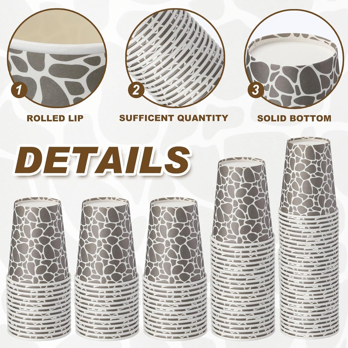 Patelai 150 Pack 9 oz Paper Disposable Coffee Cups 9 oz Geometric Hot or Cold Beverage Drinking Cup for Water Juice Coffee or Tea