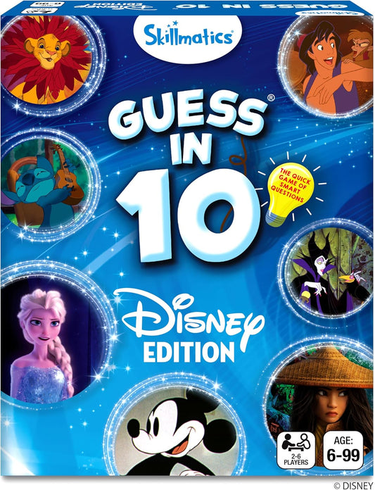 Skillmatics Guess in 10 Disney, Card Game, Christmas Stocking Stuffers for Girls, Boys, Kids, Teens, Adults Who Love Cinderella, Mickey Mouse, Moana, Travel Toy, Gifts for Ages 6, 7, 8, 9 and Up