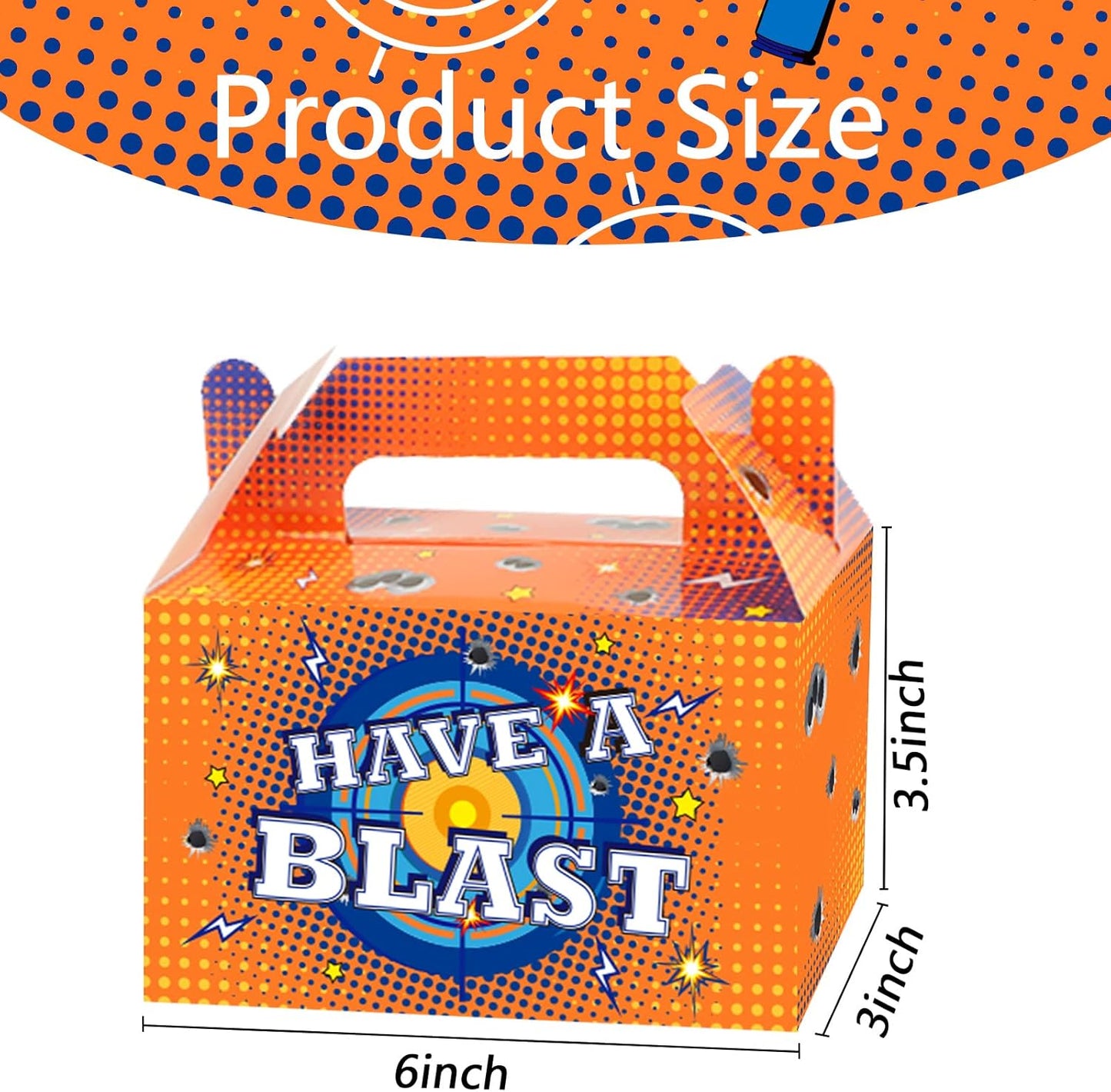 12 Pcs Dart War Party Favor Boxes Dart Battle Goodies Candy Treat Boxes Game Dart Theme Gift Bags for Kids Boys Blue and Orange Birthday Party Baby Shower Decorations Supplies 6 x 3 x 3.5 Inches