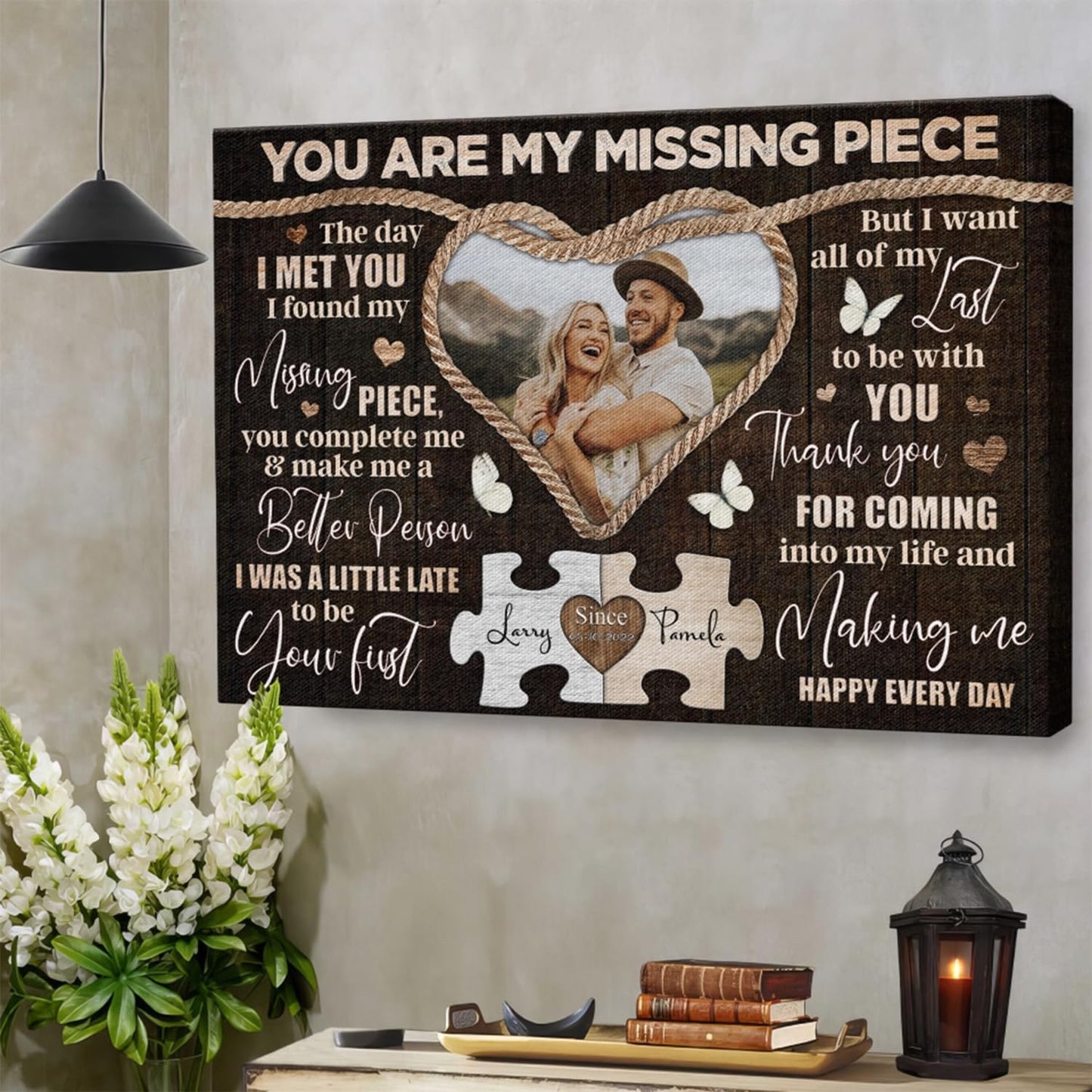 Dem Canvas Personalized Canvas Prints, Custom Photo And Name, You Are My Missing Piece, Wedding Gifts For Couple Anniversary Wedding Engagement Gift For Couples Canvas (30x20)
