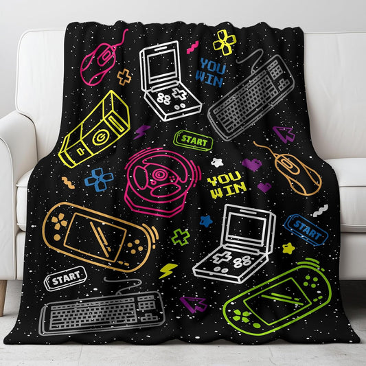 Gaming Blanket Soft Gamer Throw Blanket Gamer Gifts for Teens Adults Kids for Couch Sofa and Room Decor(50x60 Inch)