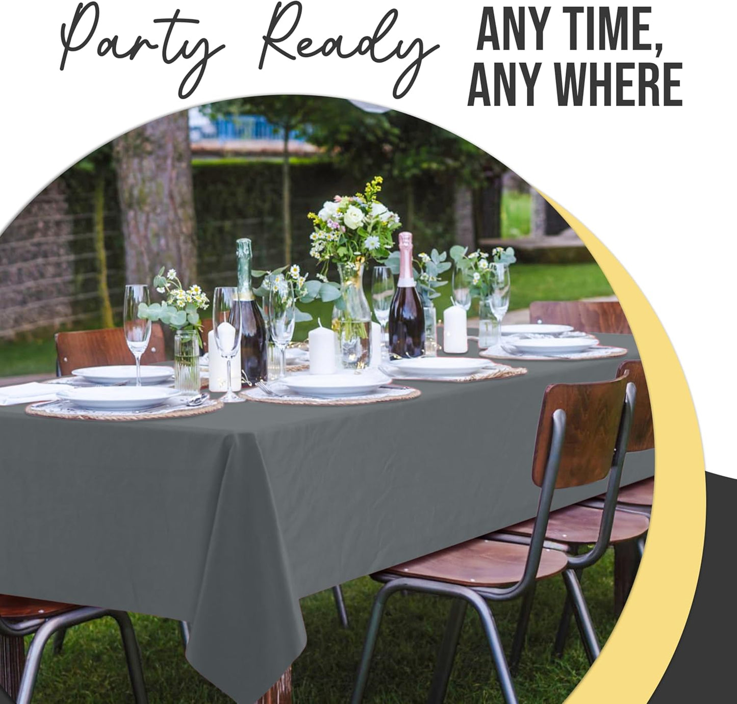 Exquisite 66% Thicker Premium Plastic Table Cloth Rectangle Table Cover 0.5 Mil 12 Pack Silver Table Cloth 54 Inch x 108 Inch Disposable Tablecloth Won't Tear Easily Like Cheap Thin Brands